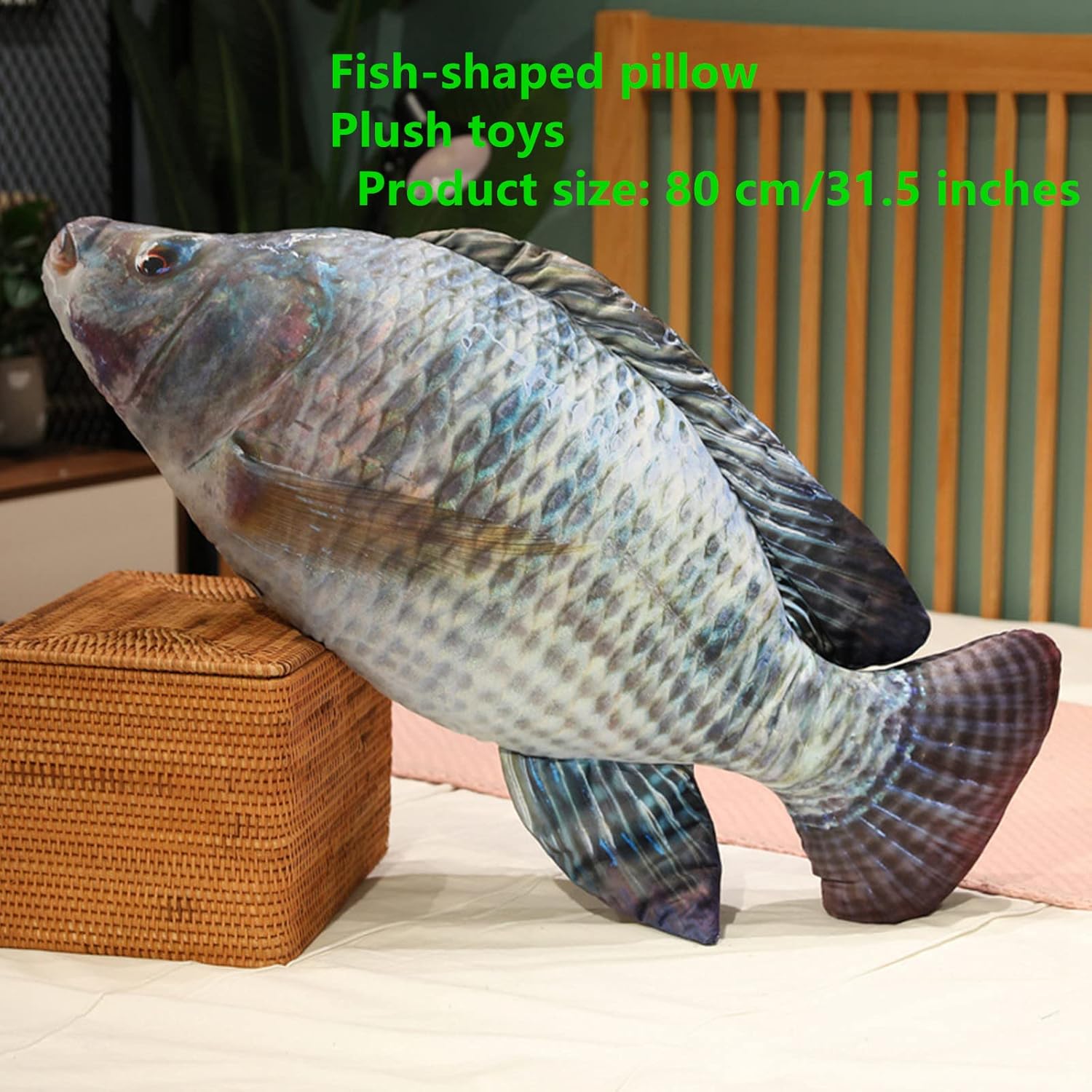 TONGMAN Fish Shape Plush Pillow Throw Toy