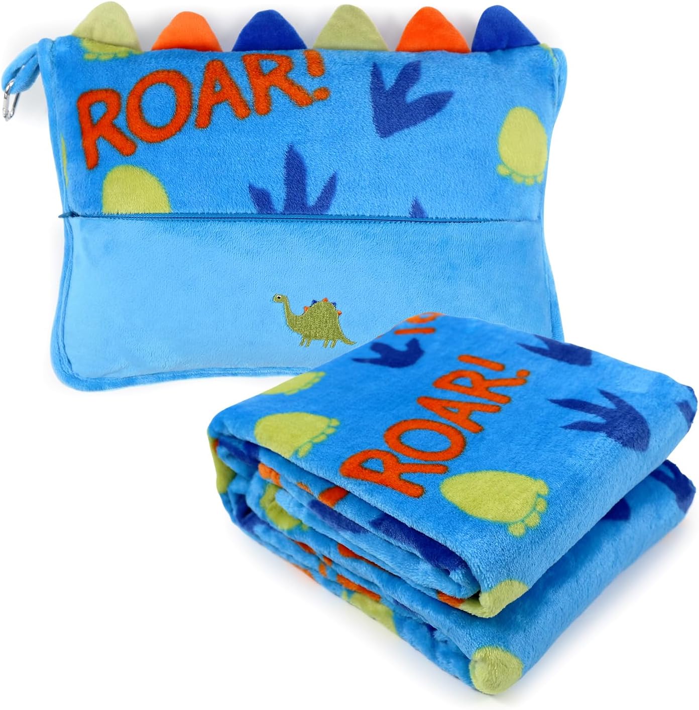 3 in 1 Travel Pillow Blanket Set for Kids with Dinosaur Print
