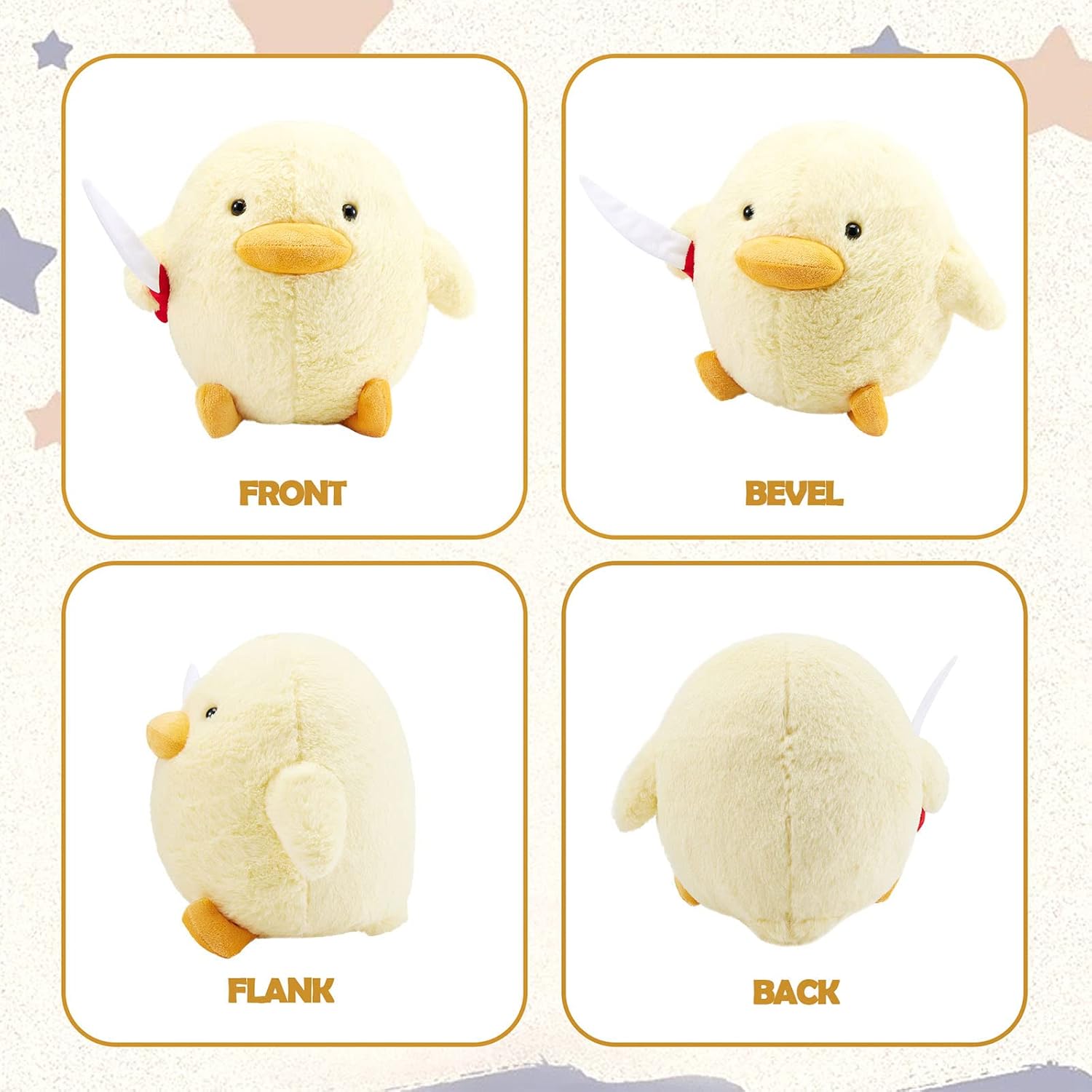 Kephay Cute Duck Plush Toy with Knife 118 Inch Yellow Stuffed Animal