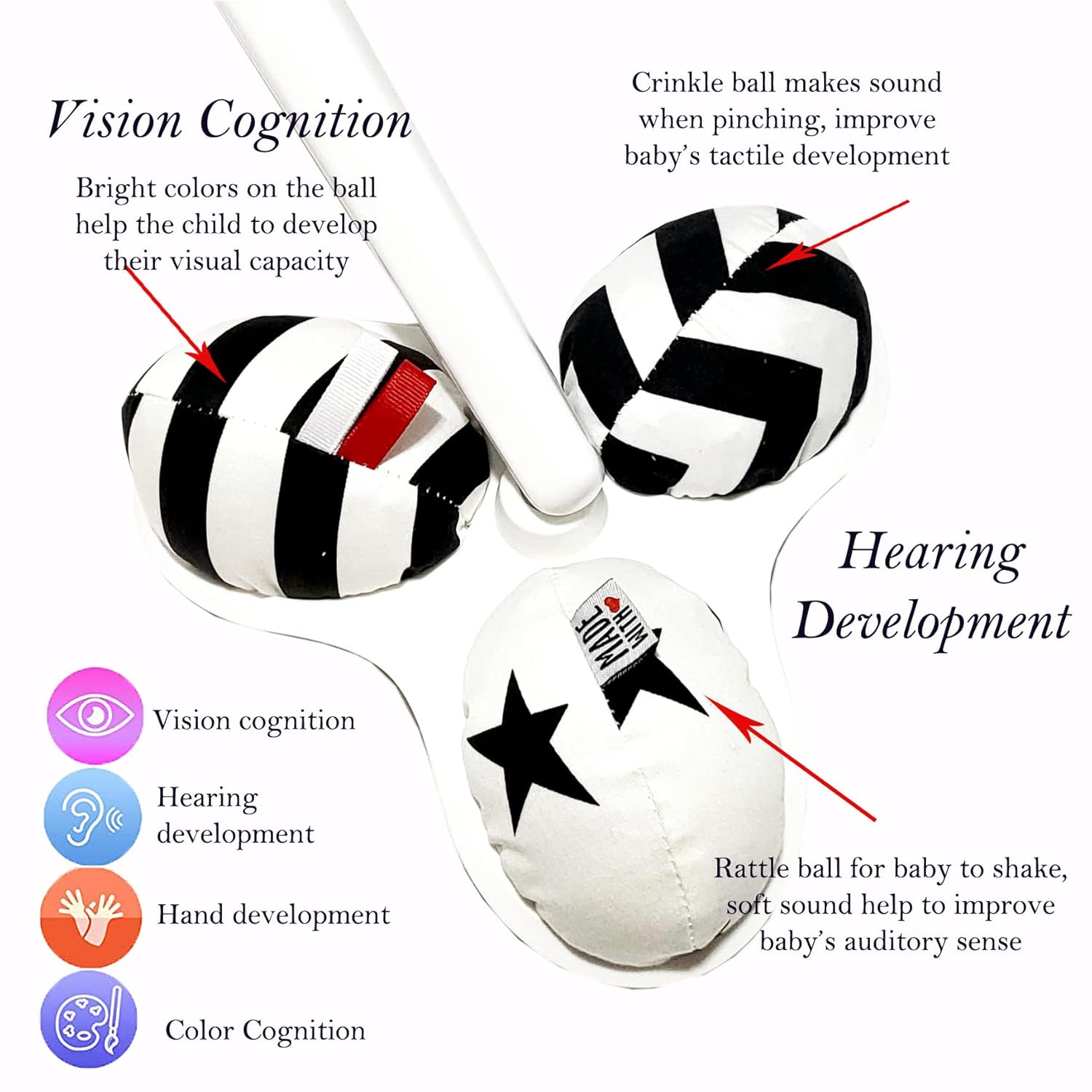 Mamaroo Balls Replacement with Crinkle Rattle Sounds