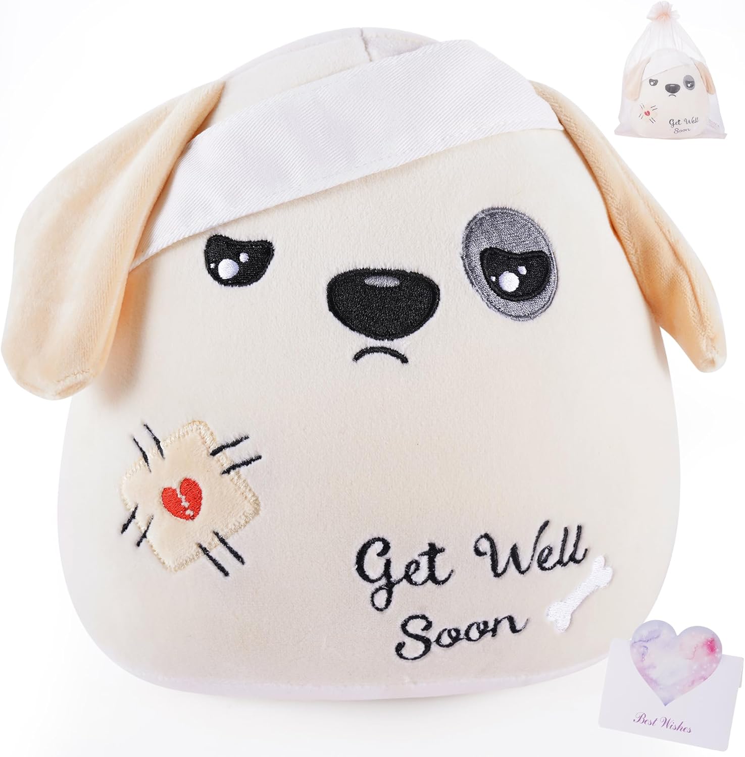 Get Well Soon Dog Plushie - 9 Inch Apricot Bandage Plush Toy