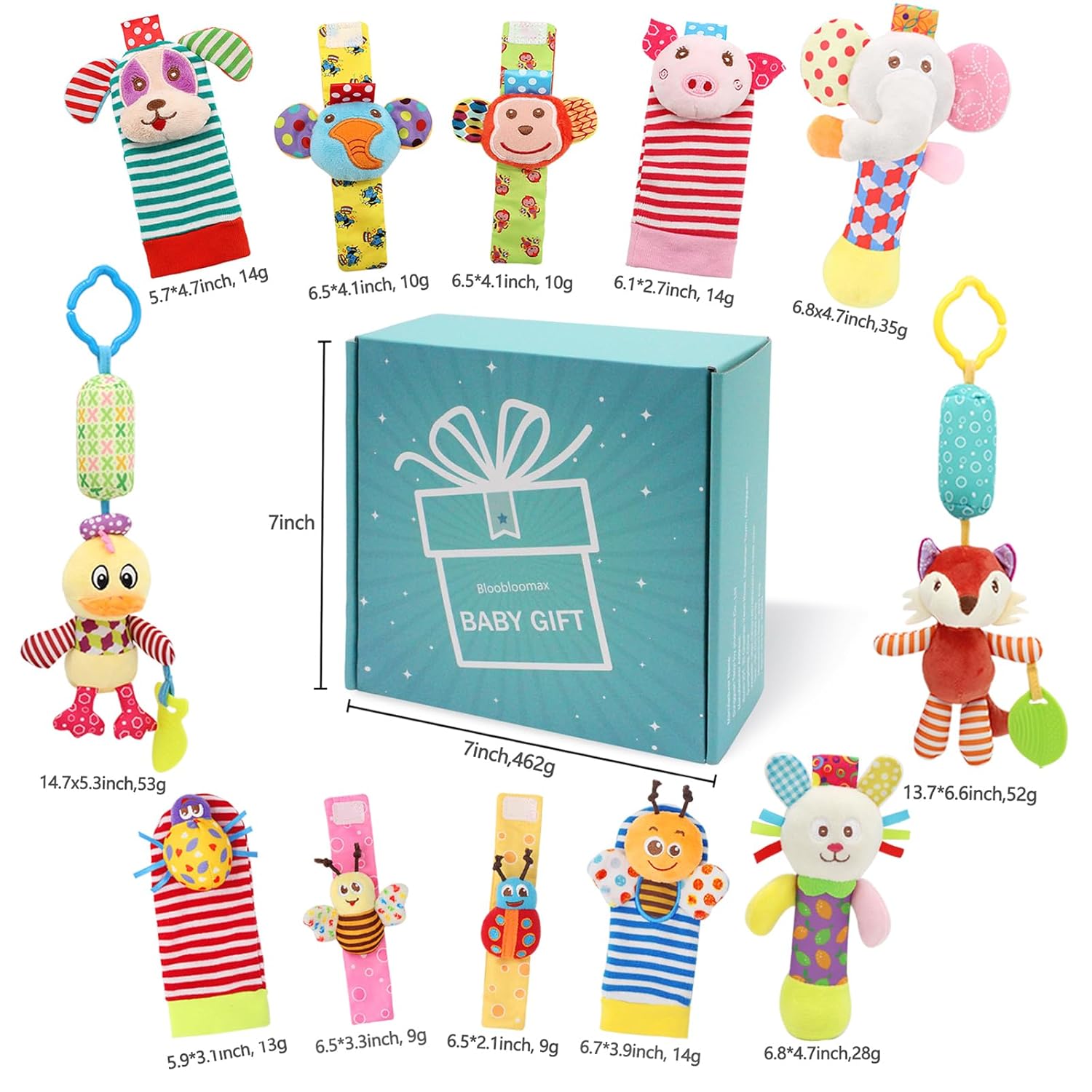 BLOOBLOOMAX Wrist Rattle Sock Set 12pcs Baby Toy