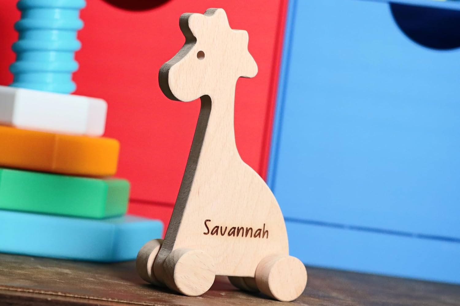 Wooden Squirrel Push Toy Handmade Baby Gift