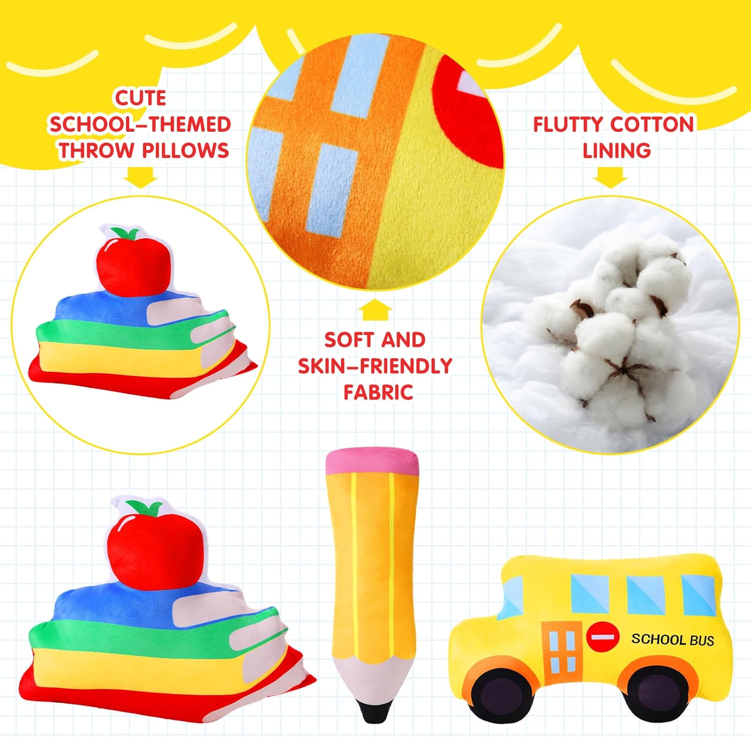 Suzile 3 Pcs 16 Inch Back to School Plush Pillows 1