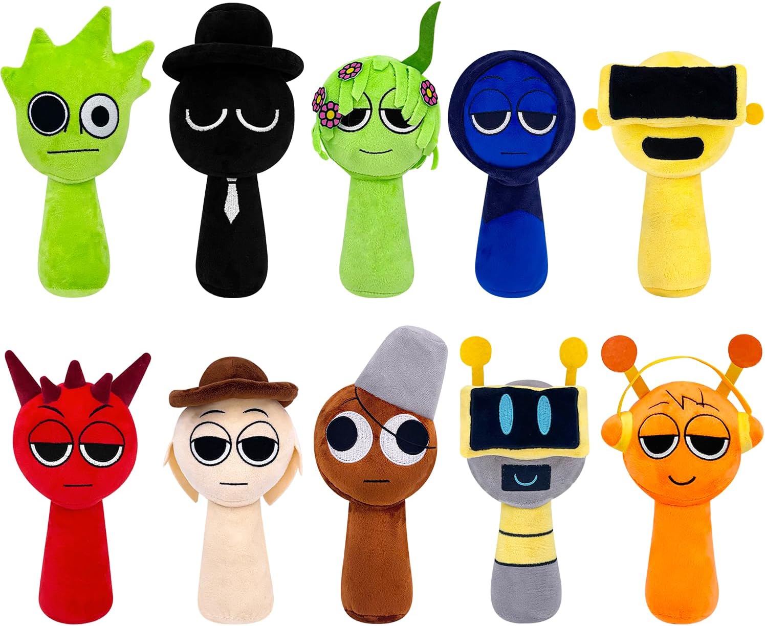 Sprunki Plush Toys 10 Pcs - Horror Game Inspired Stuffed Animals