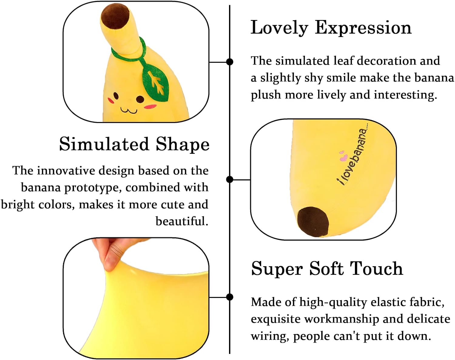Banana Plush Pillow Stuffed Plushie for Kids 137 Inch