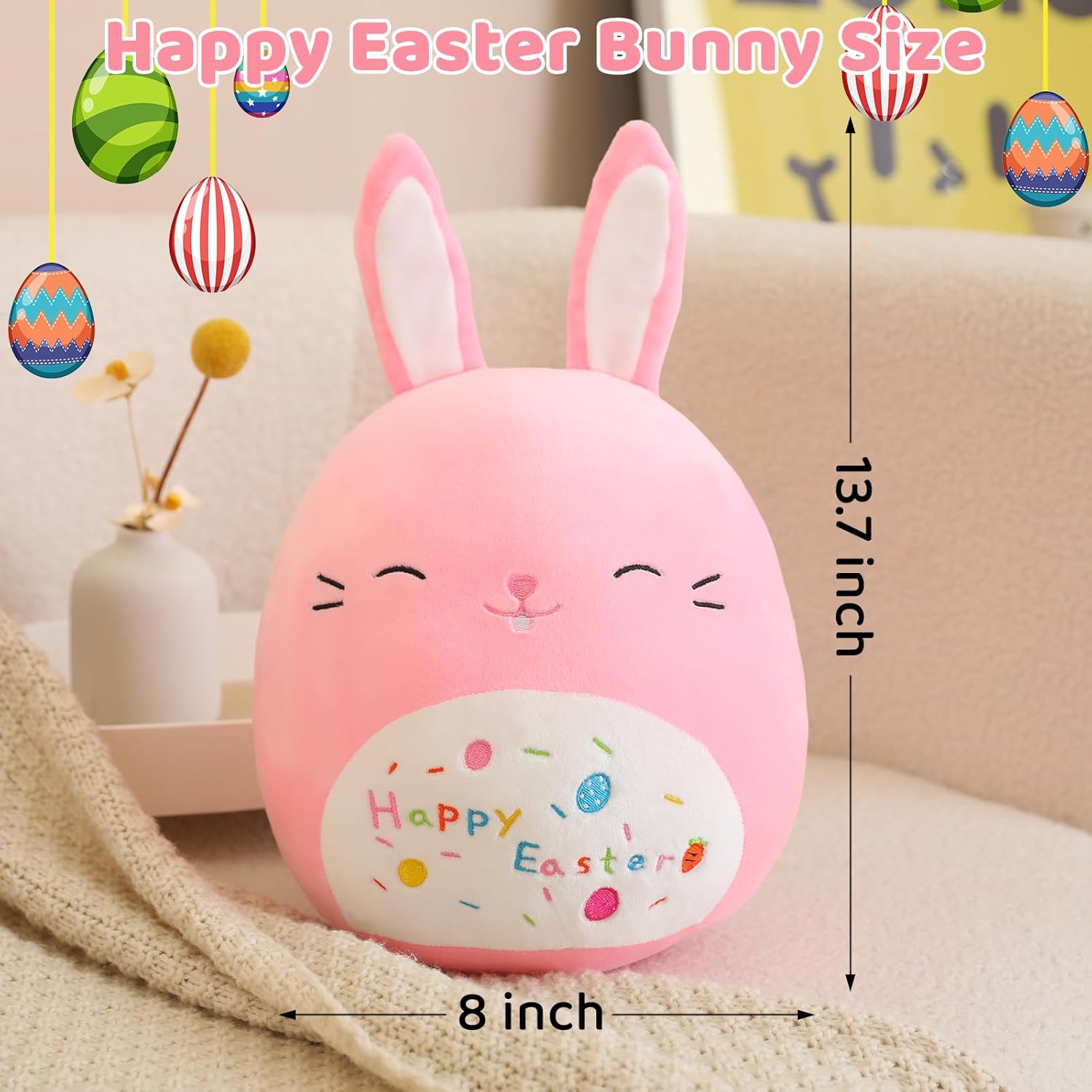Pink Bunny Plush Stuffed Animal Toy Soft Rabbit Plushie