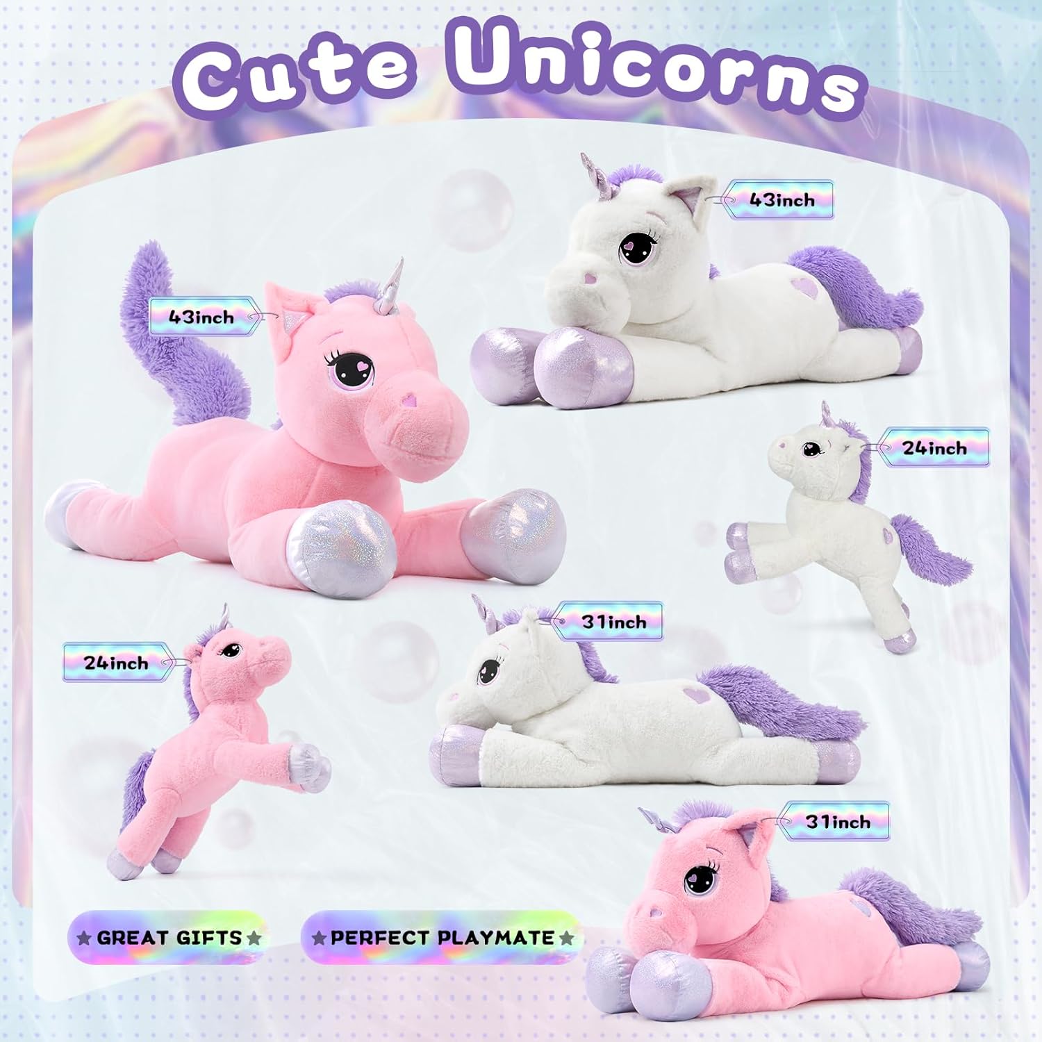 Lanmore 24 Unicorn Plush Pillow for Girls