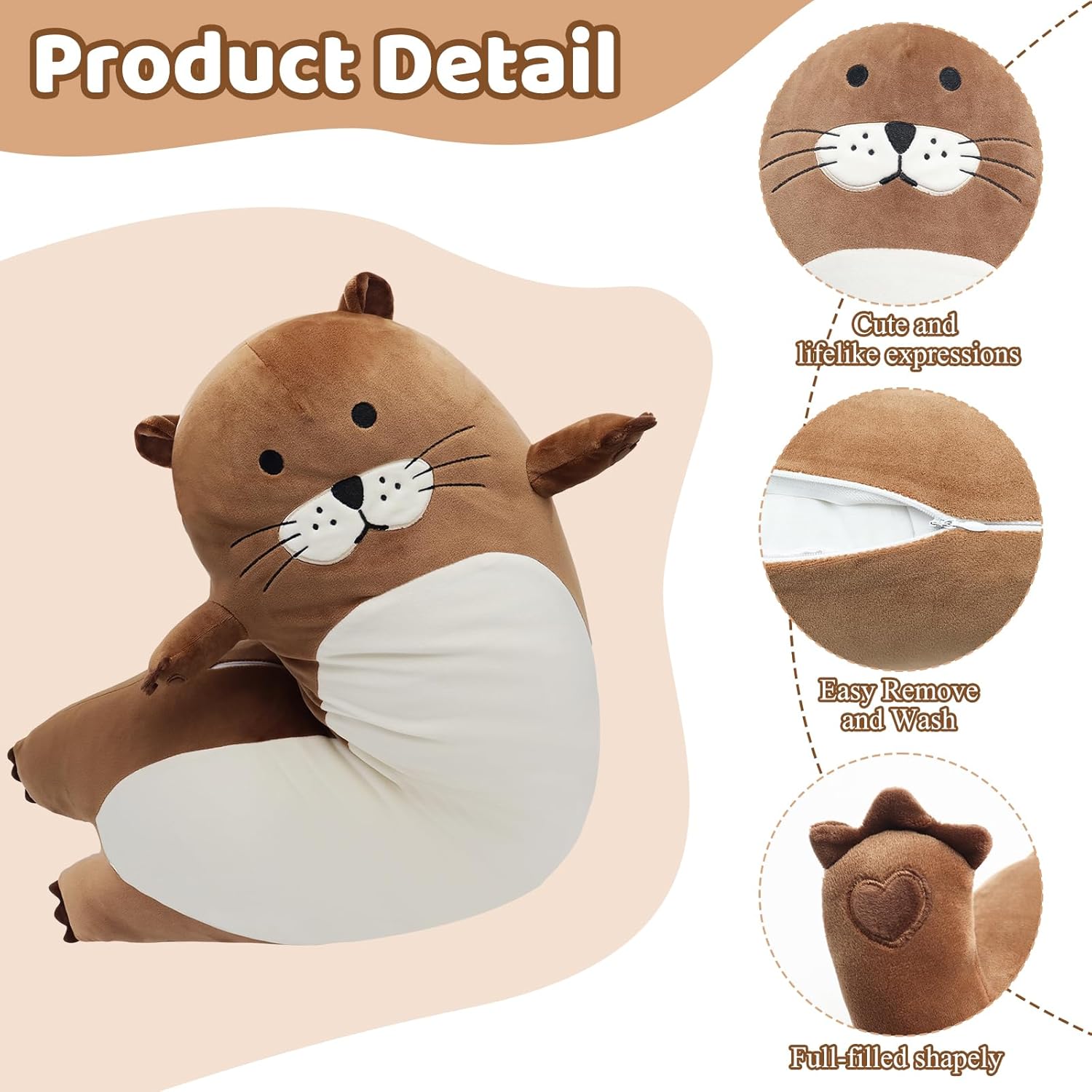 Giant Long Otter Plush Pillow for Kids - Cute Stuffed Animal Toy