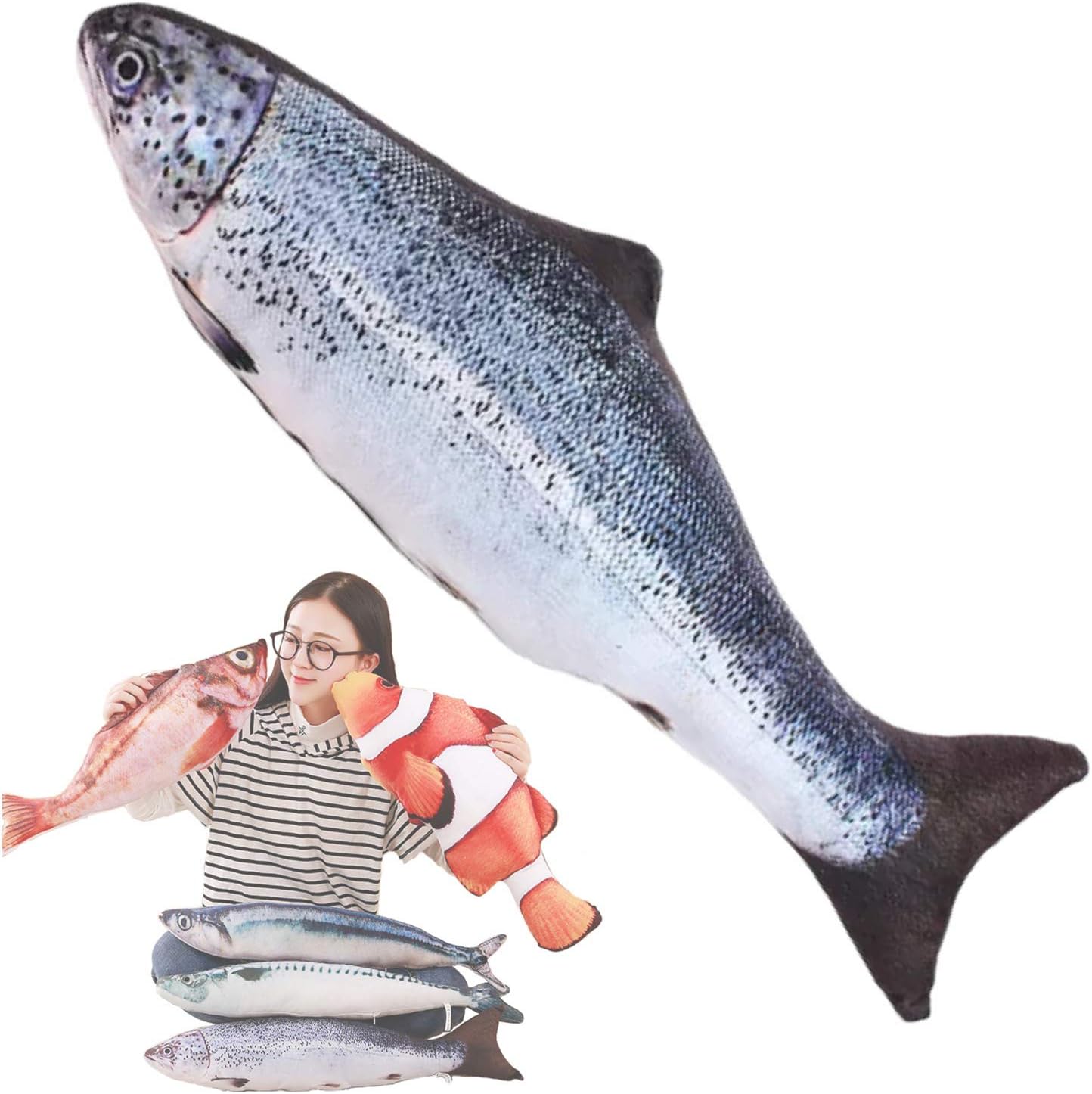 Tee-Mo Simulation Fish Plush Pillow 157 in Salmon