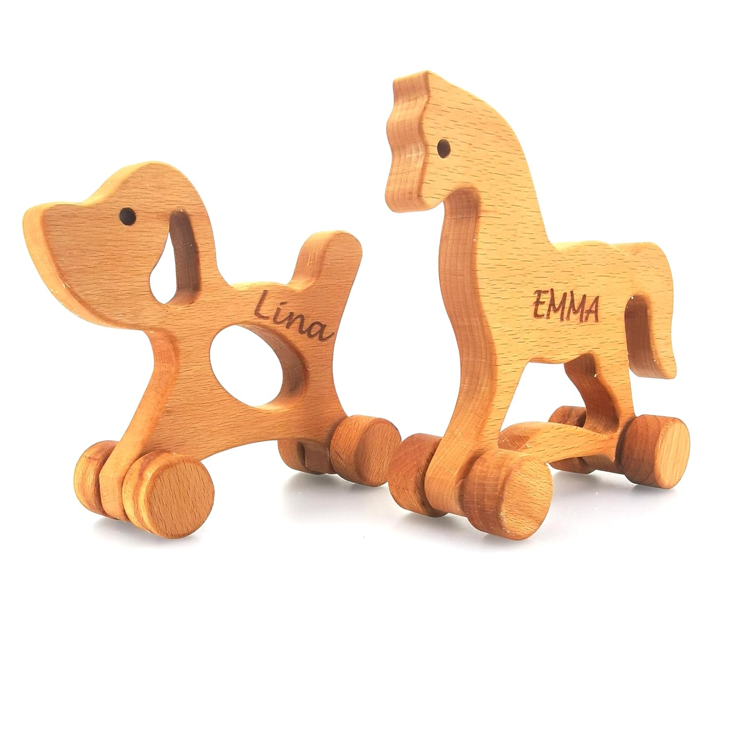 Personalized Wooden Animal Push Toy Set for Kids