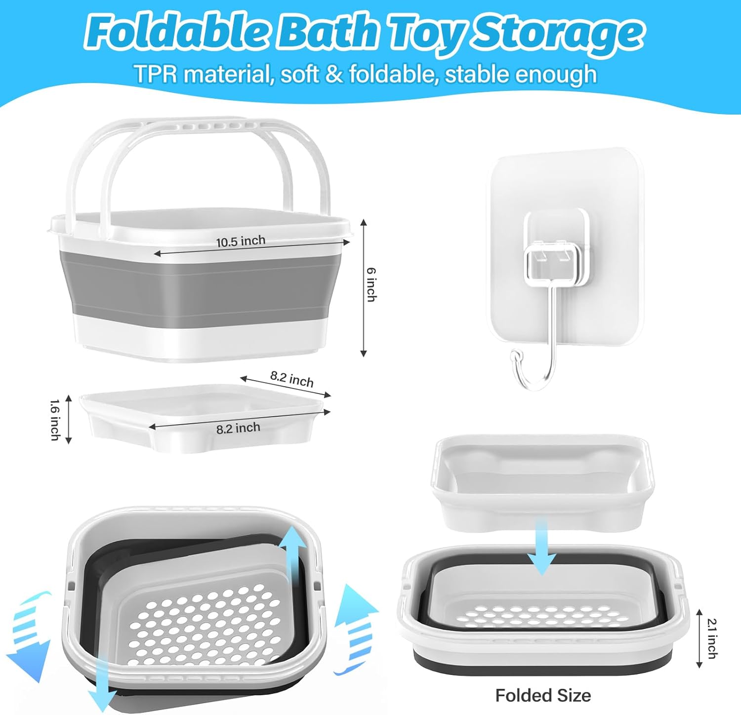 Anivia Foldable Bath Toy Storage Organizer Gray 1