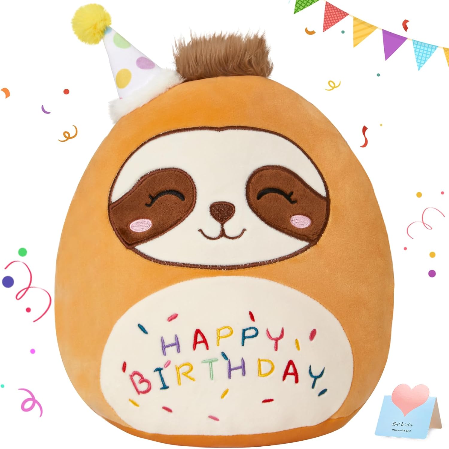 CozyWorld 15 Birthday Sloth Plush Pillow