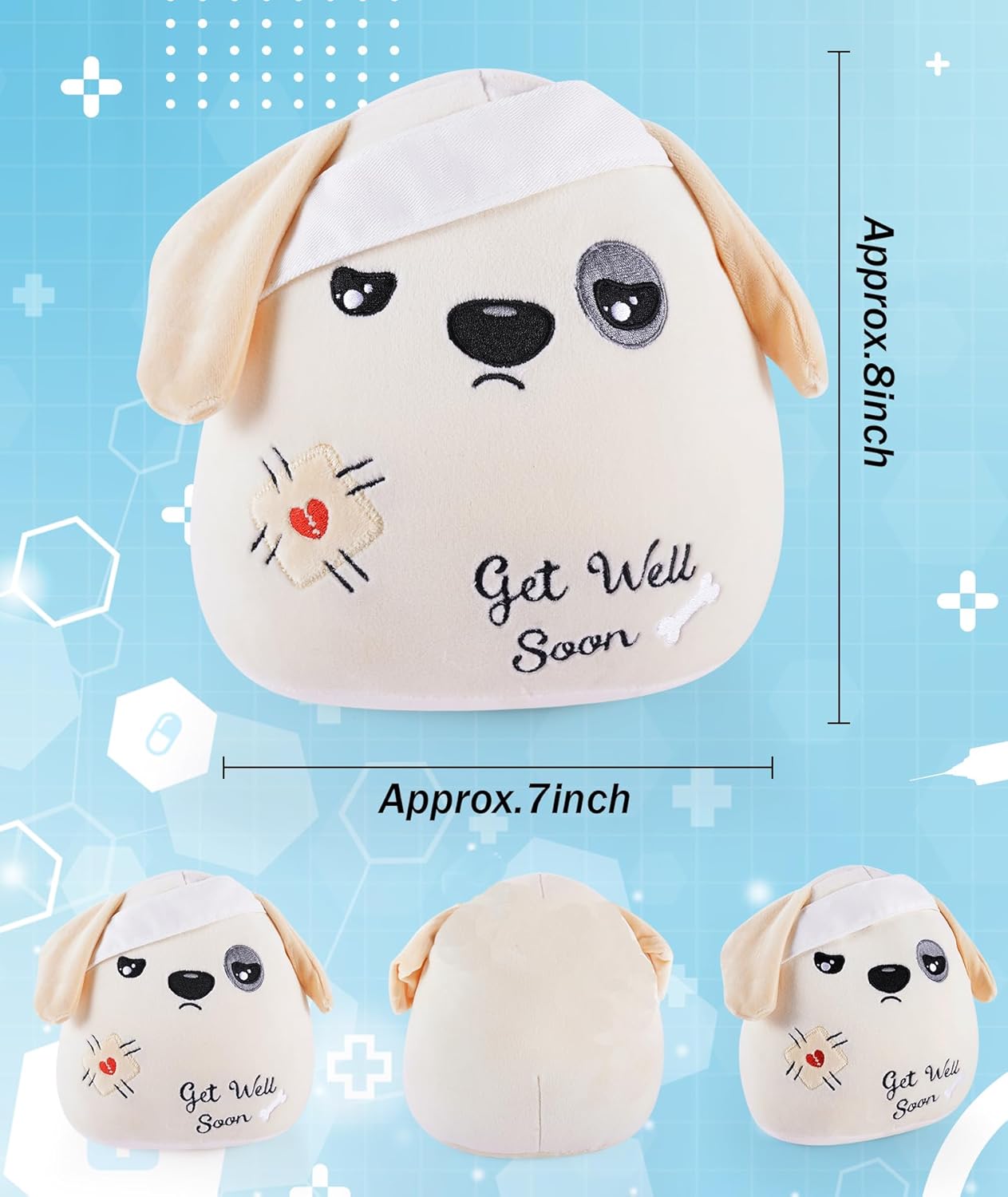 Get Well Soon Dog Plushie - 9 Inch Apricot Bandage Plush Toy