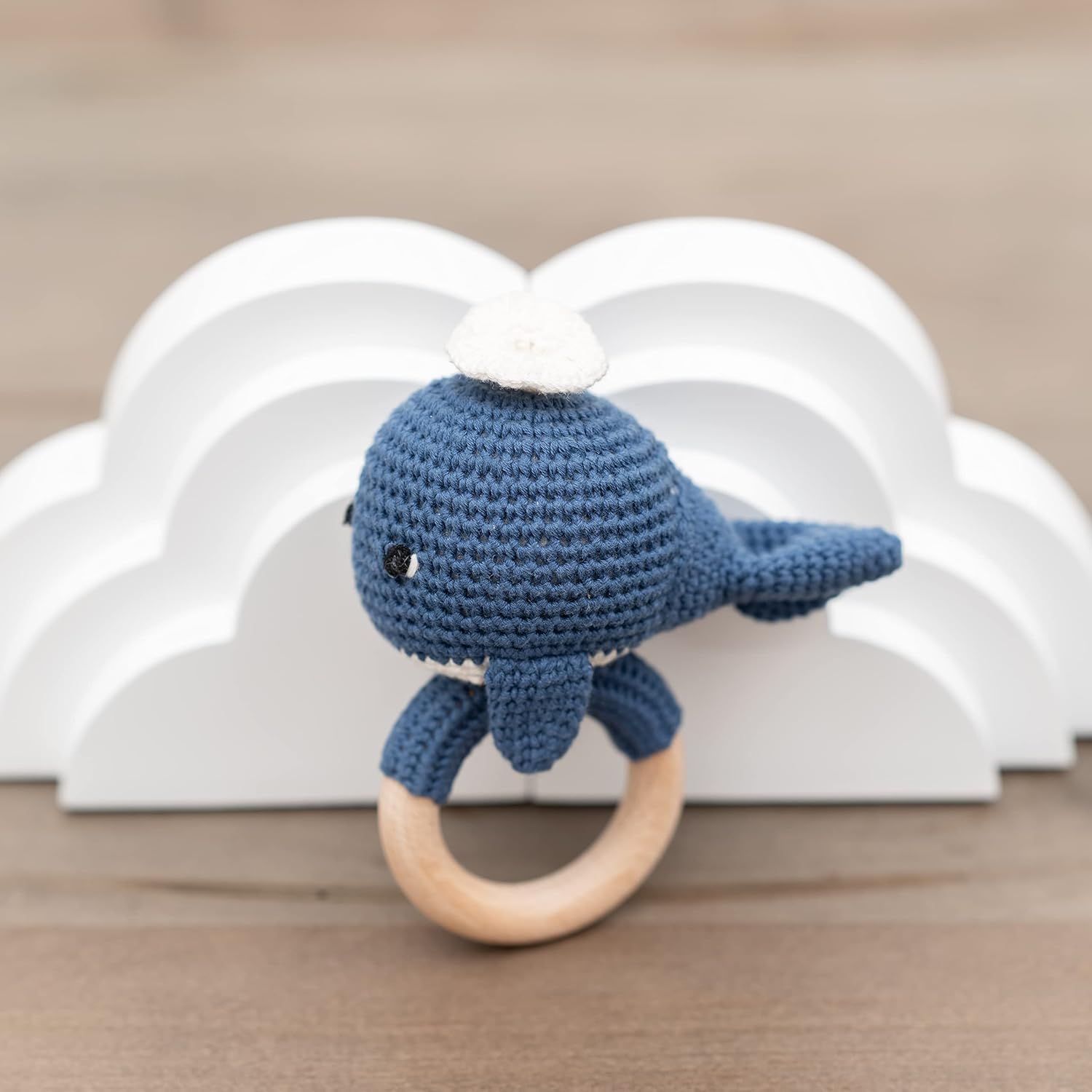 Handmade Cotton Crochet Blue Whale Rattle