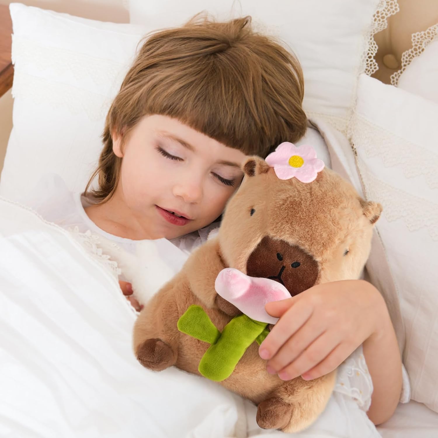 Flower Capybara Plush 11 Inch Cute Stuffed Animal Pillow