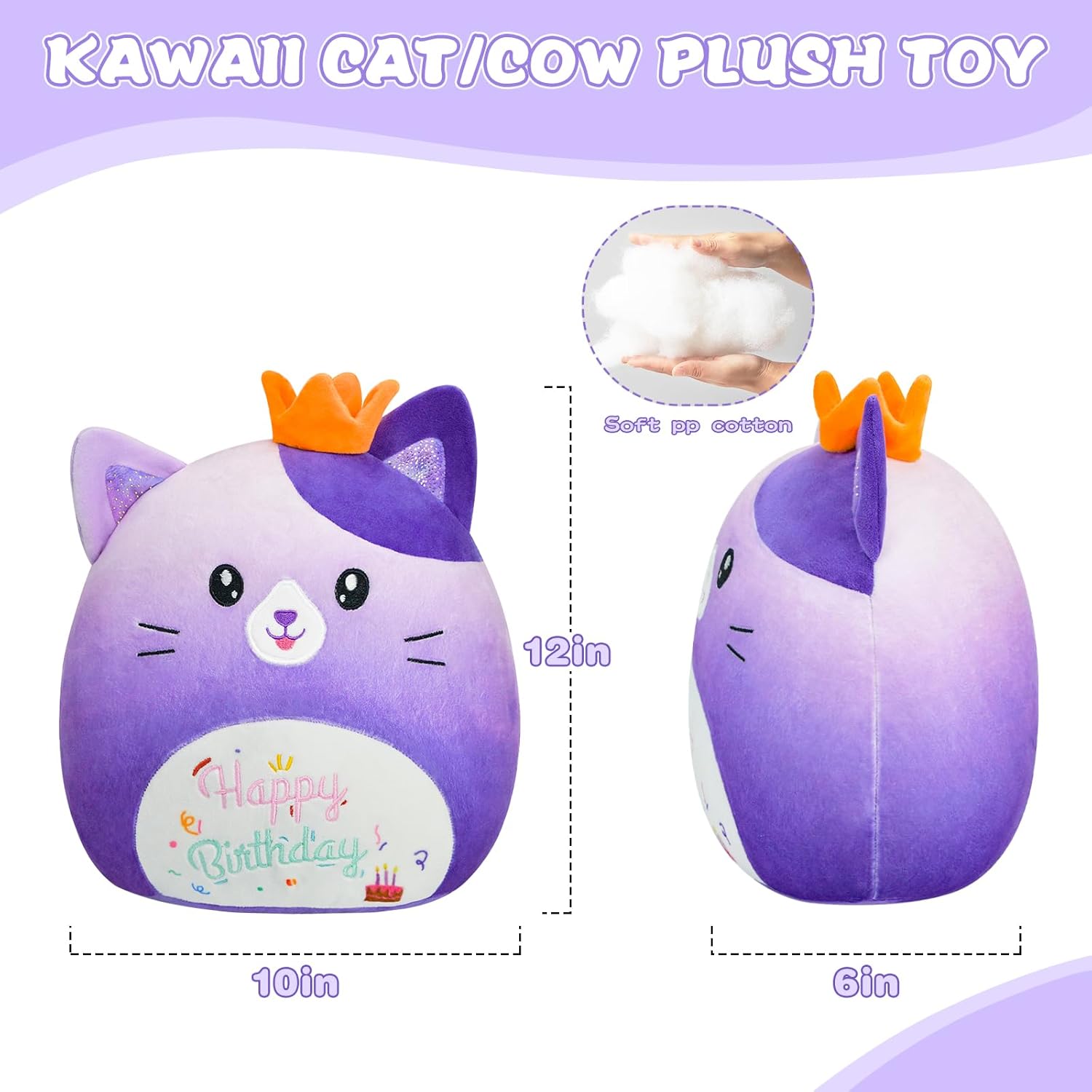 12 Inch Gradient Purple Cat Plush Pillow Toy