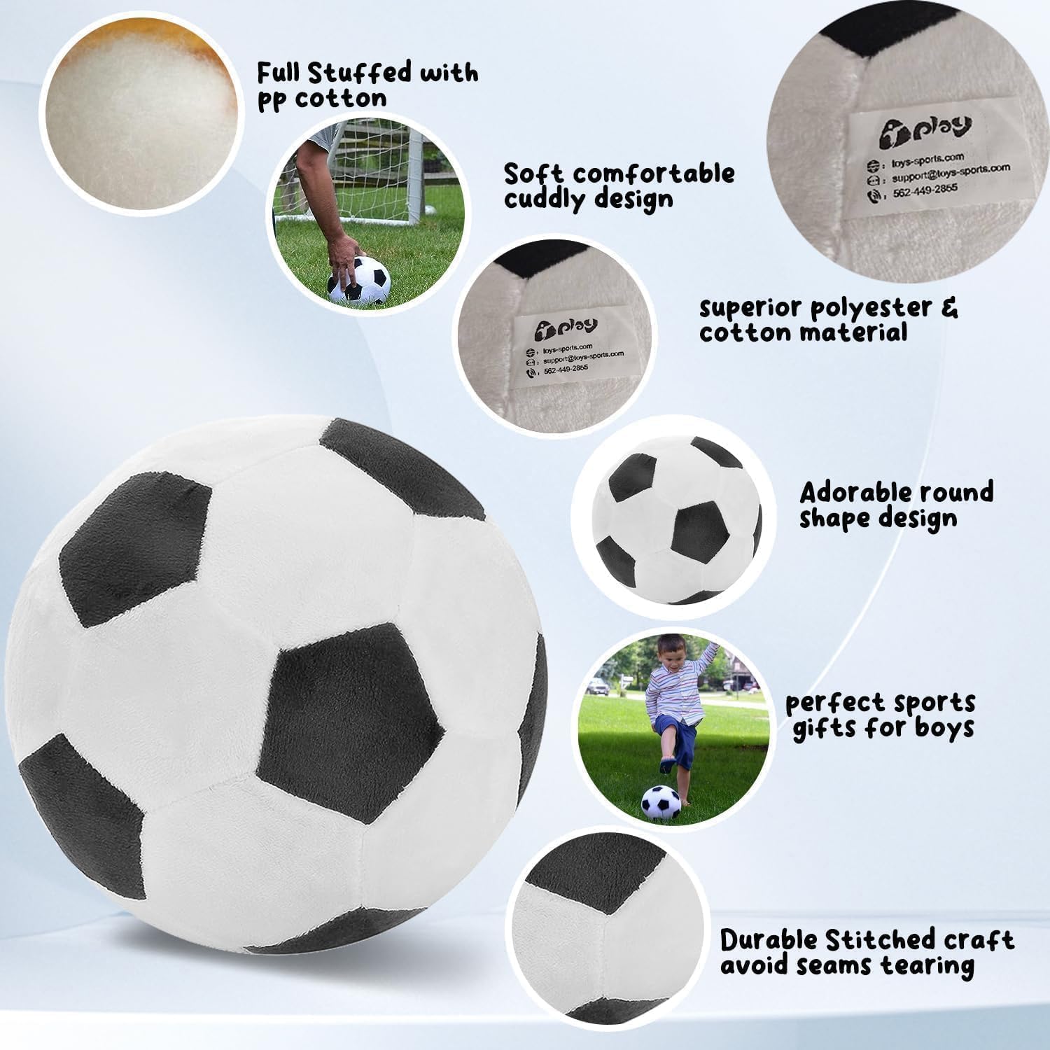 T Play Soccer Ball Plush Pillow for Baby Room