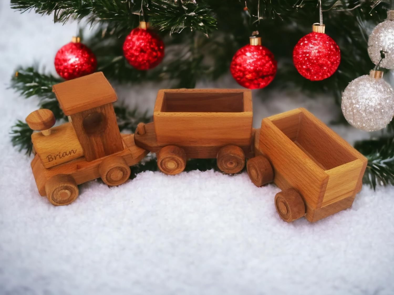 Personalized Wooden Train Set for Toddlers 2-4 Years 1