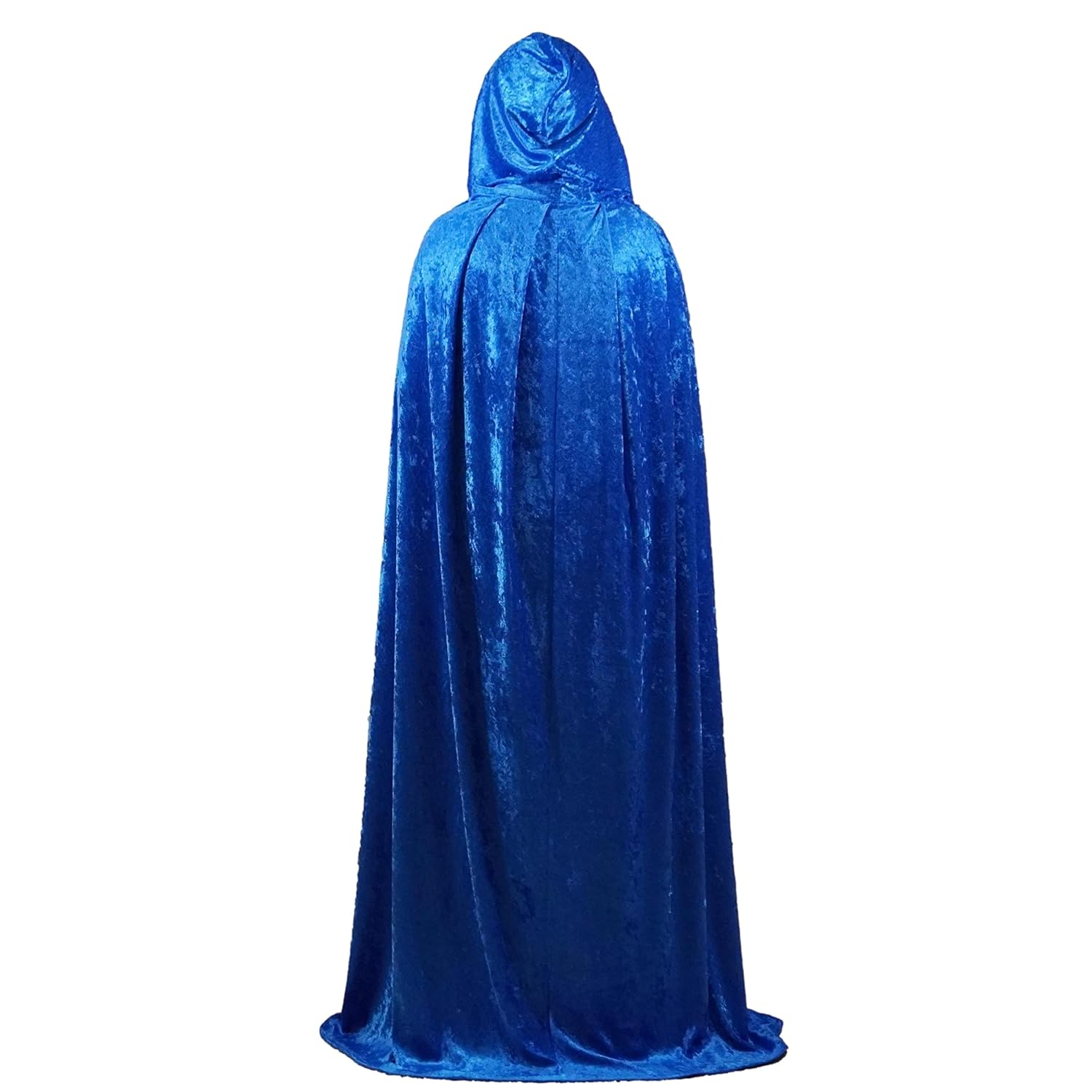 Blue Crushed Velvet Full Length Hooded Cape - Adult Small