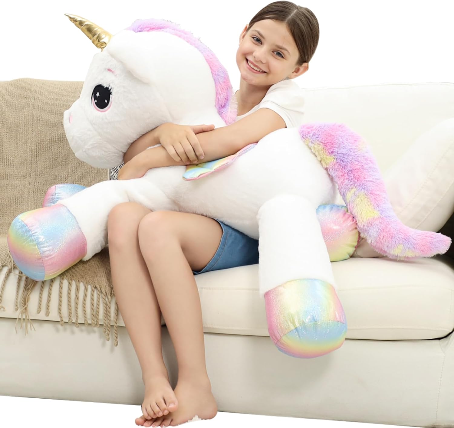44 Inch Giant Unicorn Plush Pillow Toy