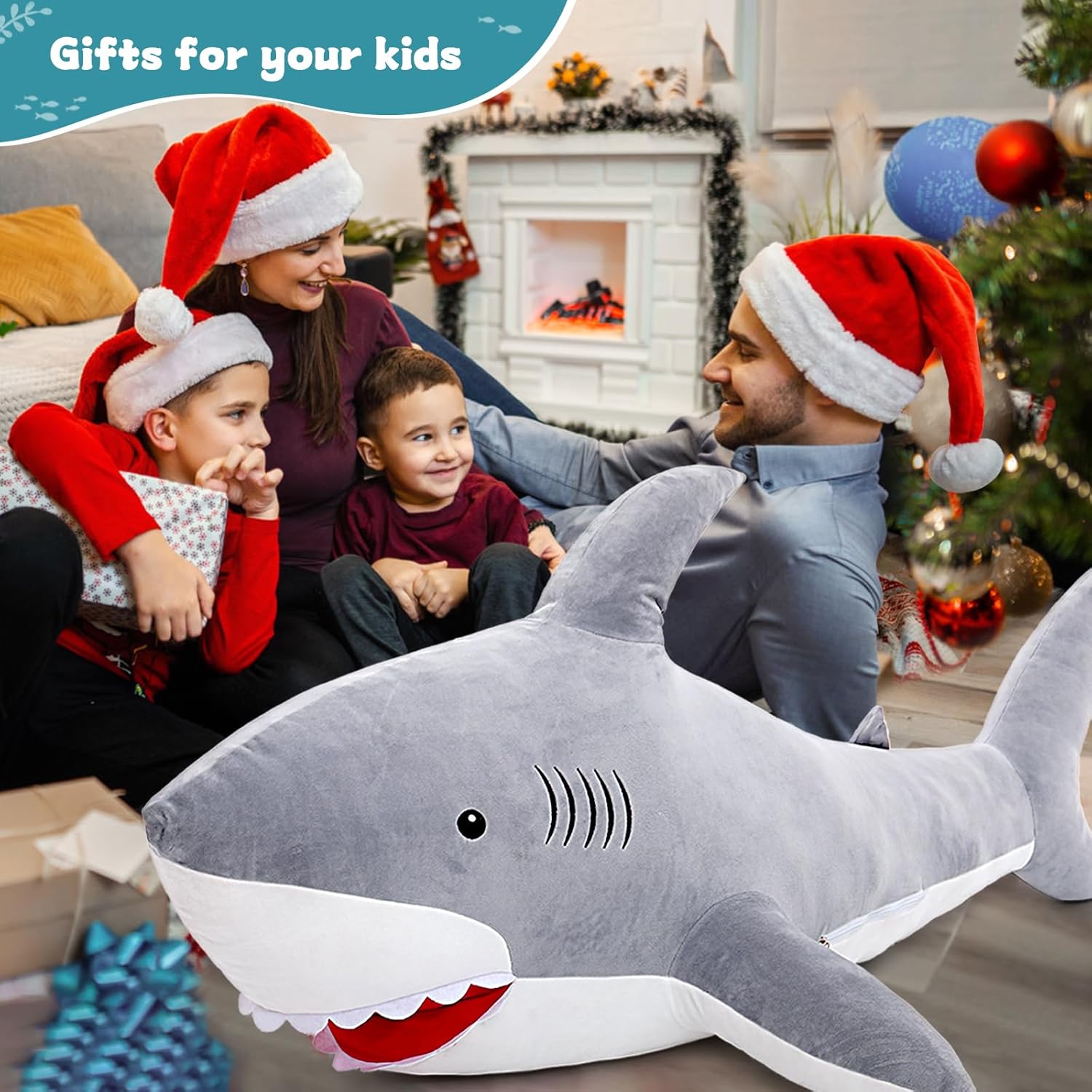 MorisMos Giant Shark Plush Pillow Toy 51 Inch