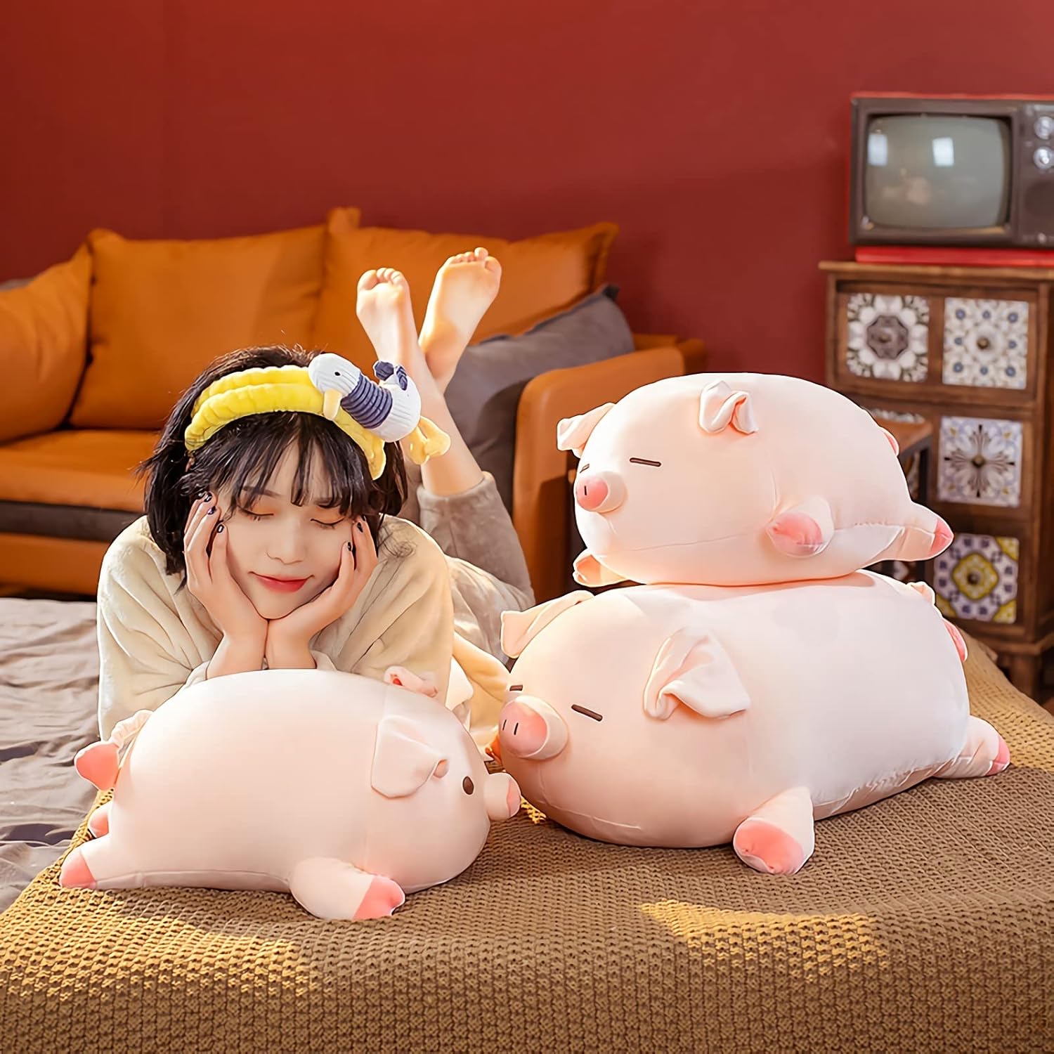 Kawaii Pig Plush Pillow - 157 Inch Soft Cuddle Toy