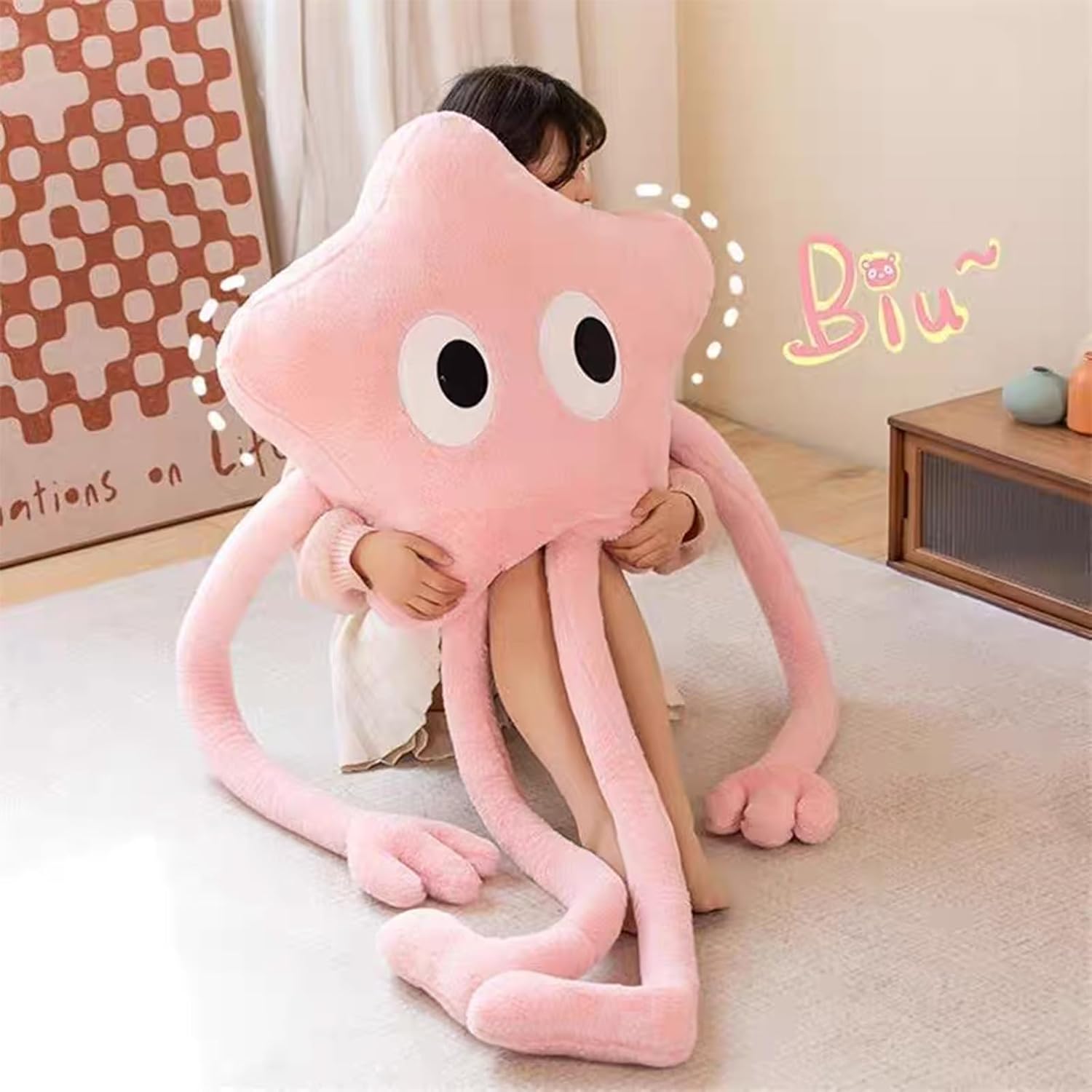 ELKOHA Long Star Plush Pillow Cute Stuffed Animal Kawaii Soft Plushies