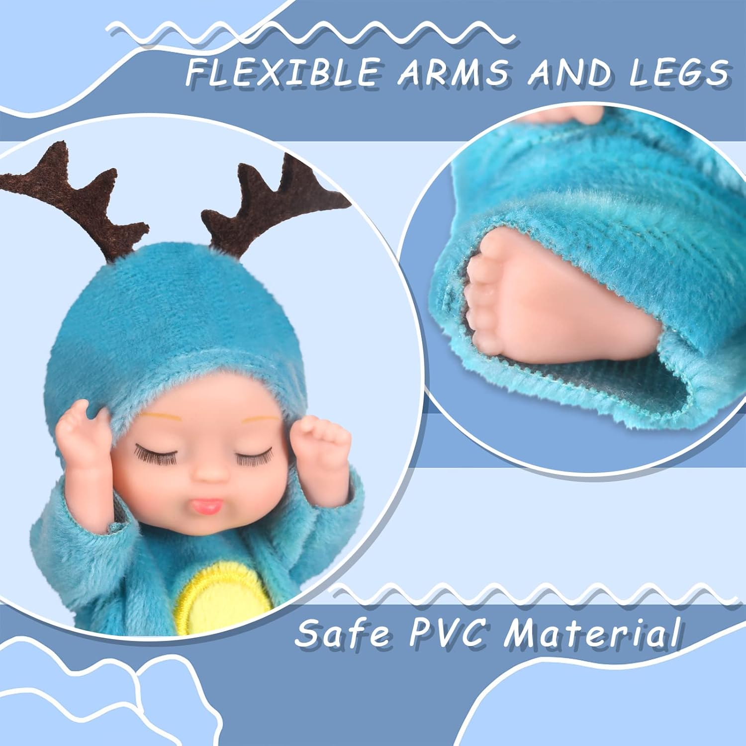 Leitee 6 Pcs 4 Inch Mini Baby Dolls with Animal Clothes