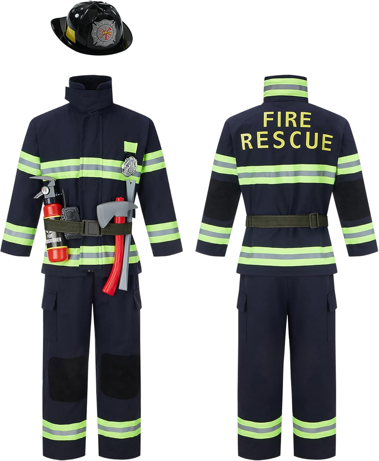 Kosgraiy Kids Firefighter Costume with 9pcs Accessories