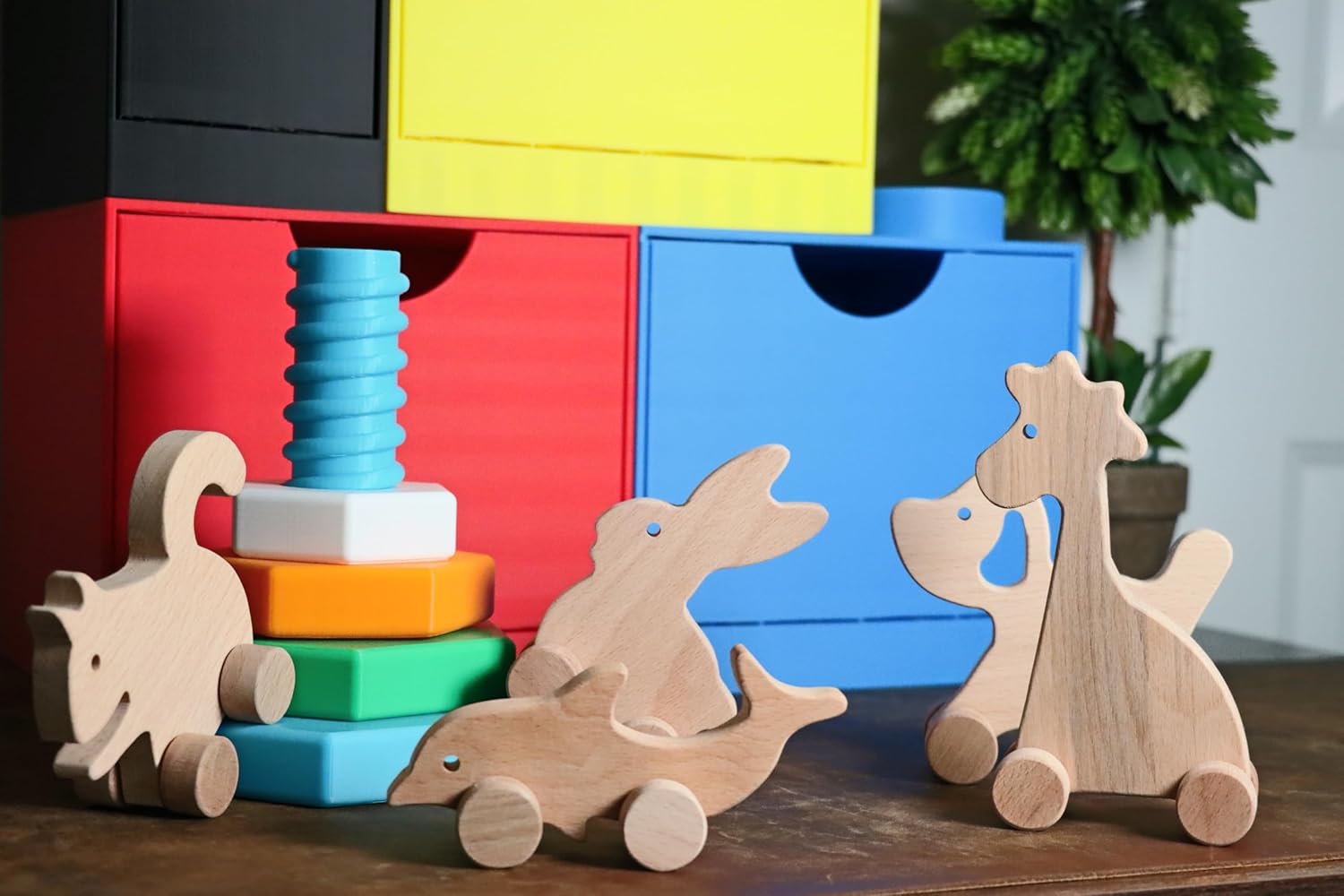 Wooden Squirrel Push Toy Handmade Baby Gift