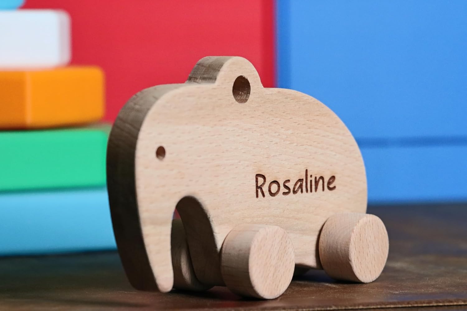 Wooden Squirrel Push Toy Handmade Baby Gift