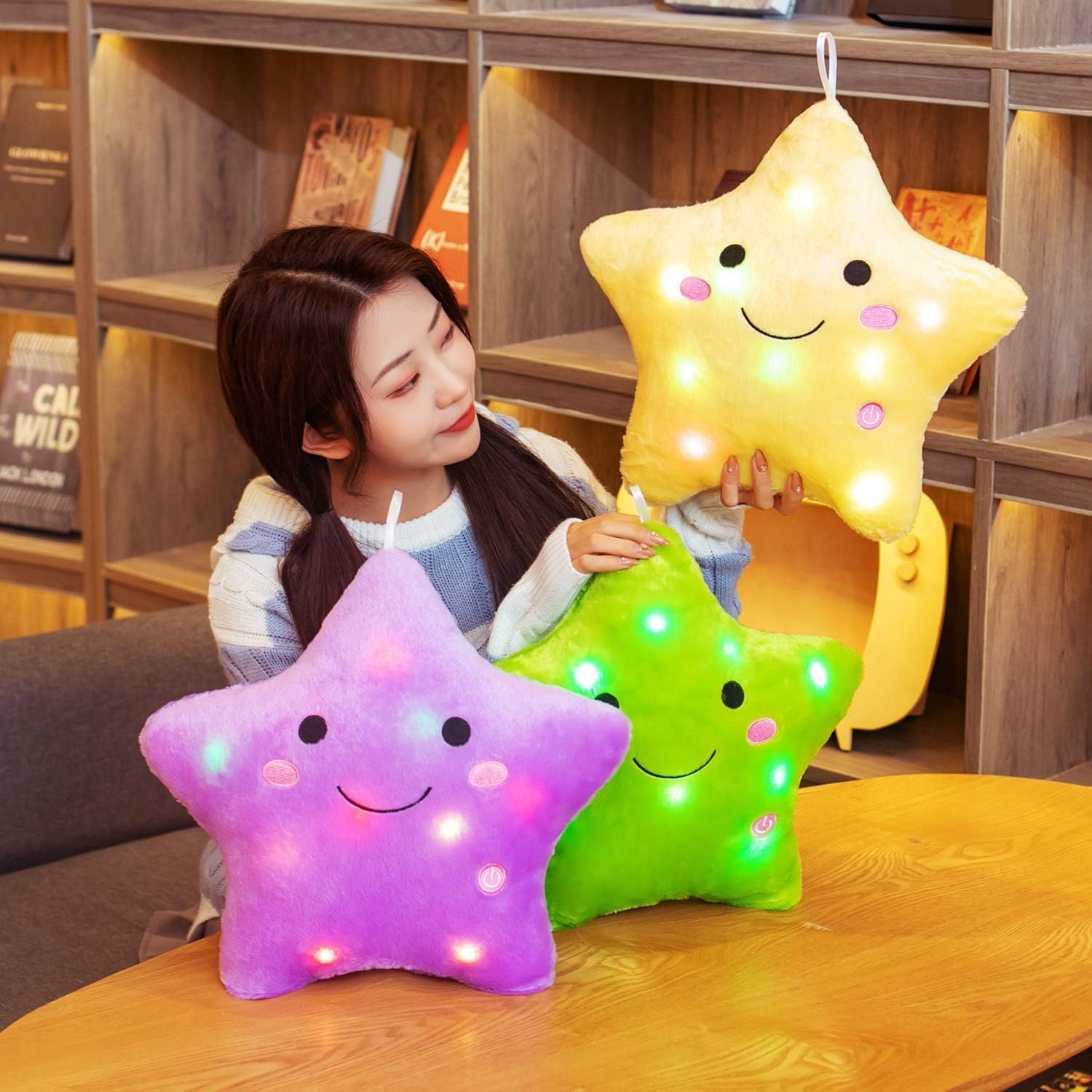 DearSun 13 Twinkle Star Plush Pillow Night Light