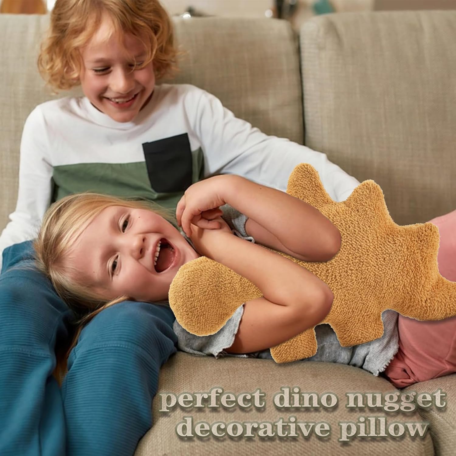 Dino Nugget Plush Pillow Funny Birthday Gift for Kids and Teens