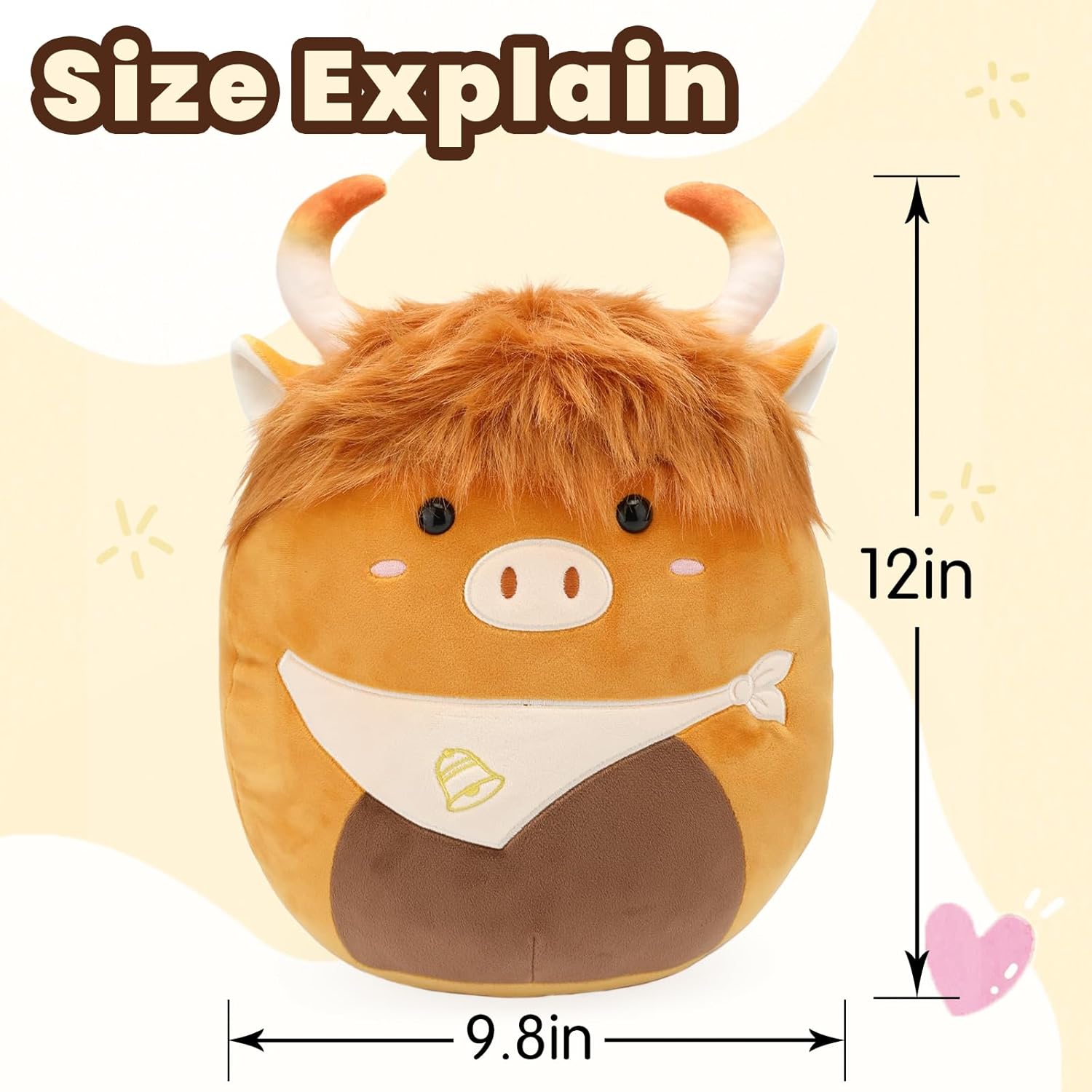 Highland Cow Plush Pillow Cute Stuffed Animal Toy