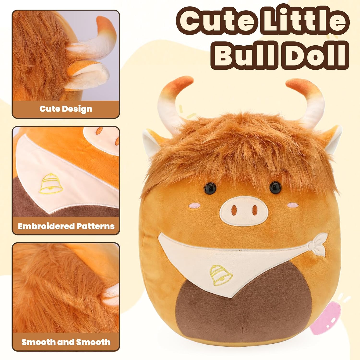 Highland Cow Plush Pillow Cute Stuffed Animal Toy