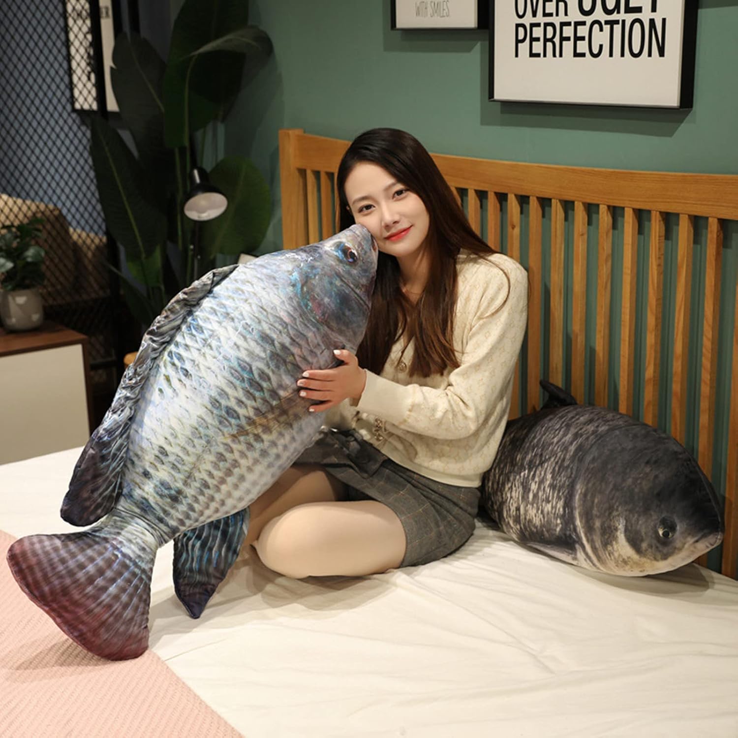 TONGMAN Fish Shape Plush Pillow Throw Toy