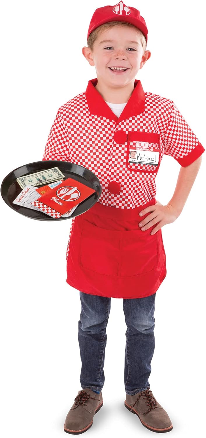 Melissa Doug Server Role Play Costume for Kids Ages 3-6