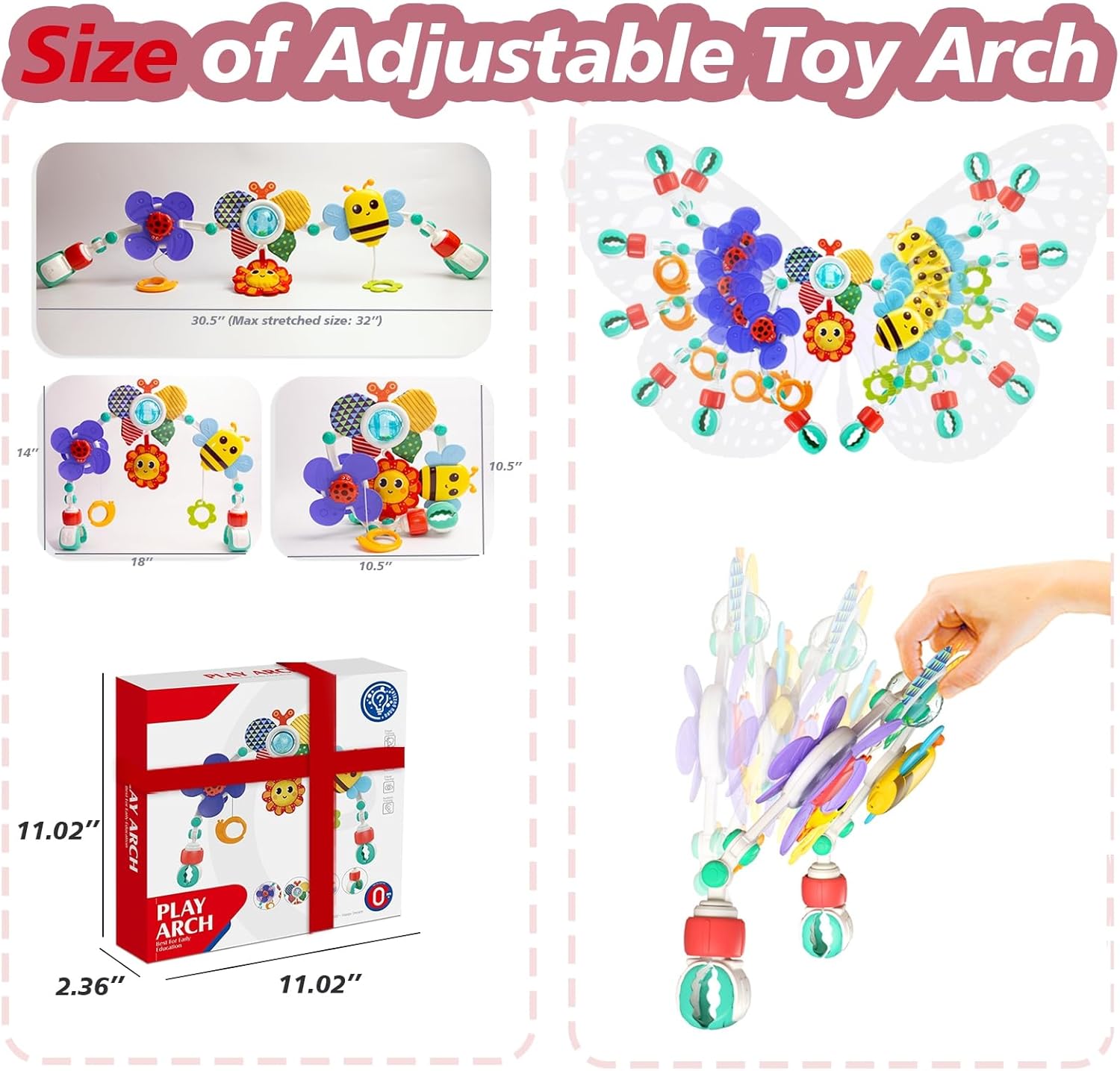 UTOPLIKEY Baby Activity Arch Toy with Rattles and Crinkles