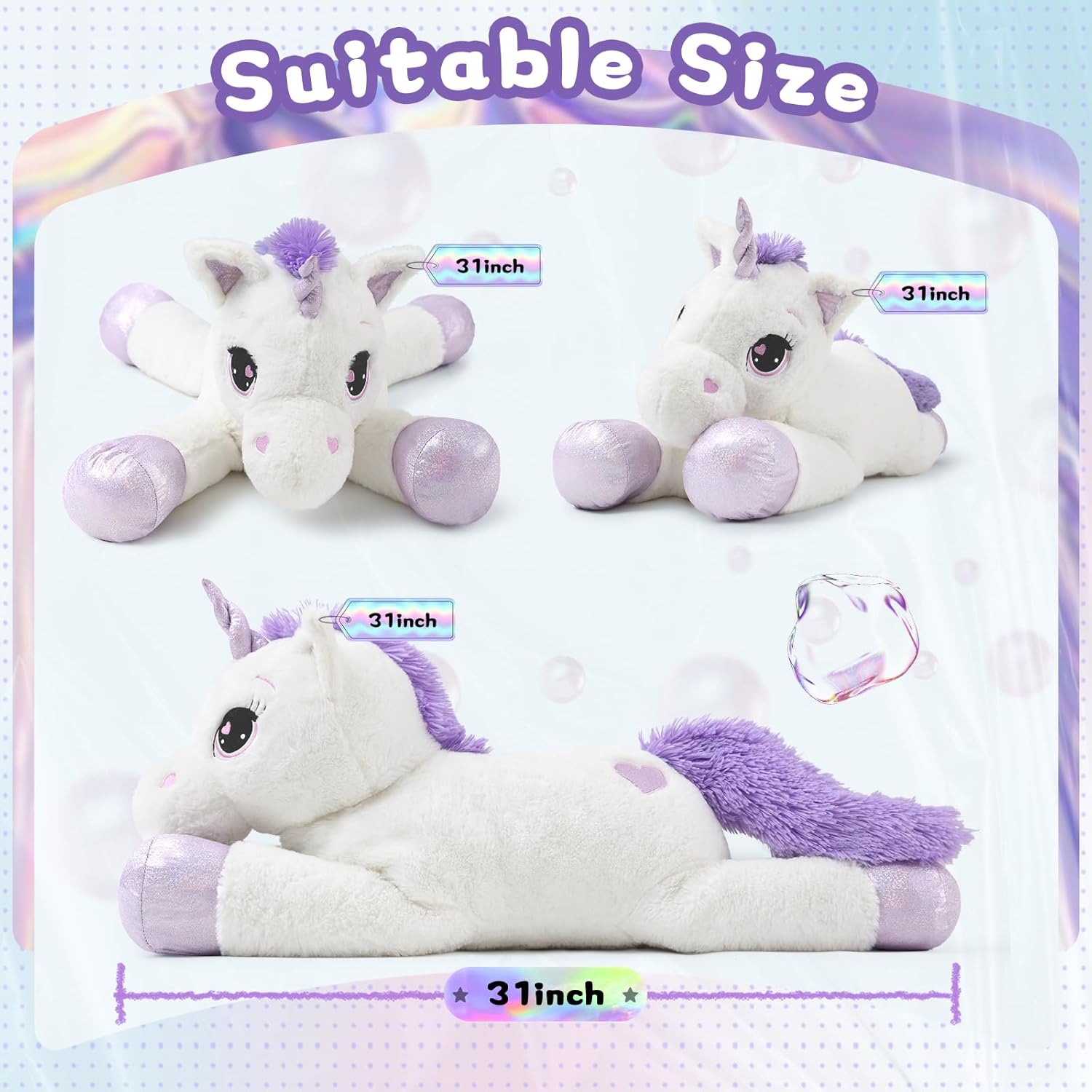 Big Unicorn Plush Pillow for Girls - 31