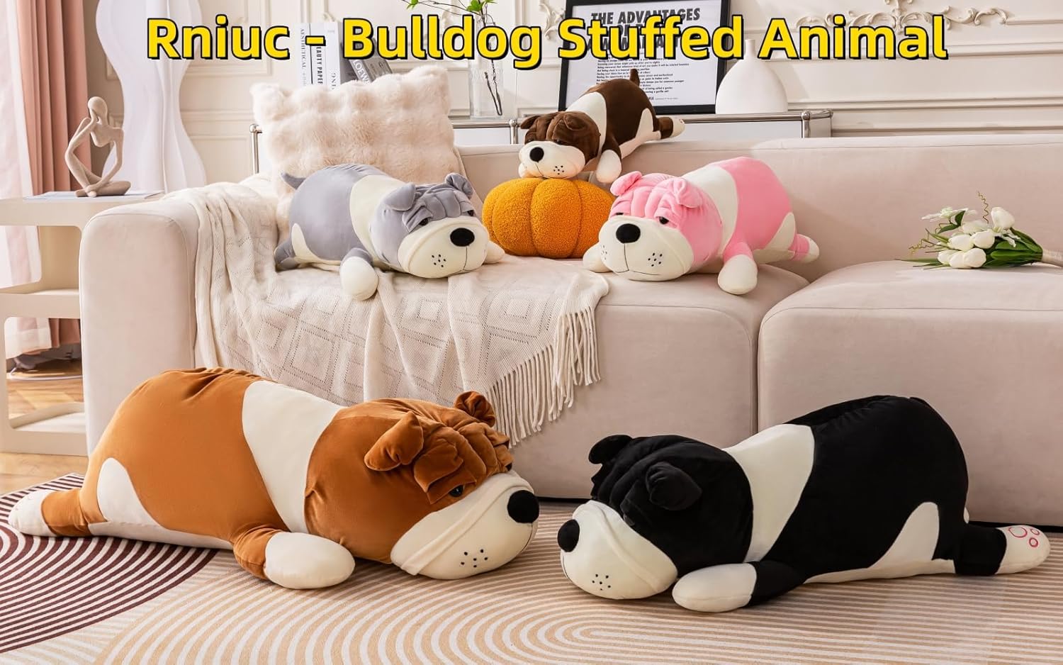 Brown 177in French Bulldog Plush Pillow Toy 1