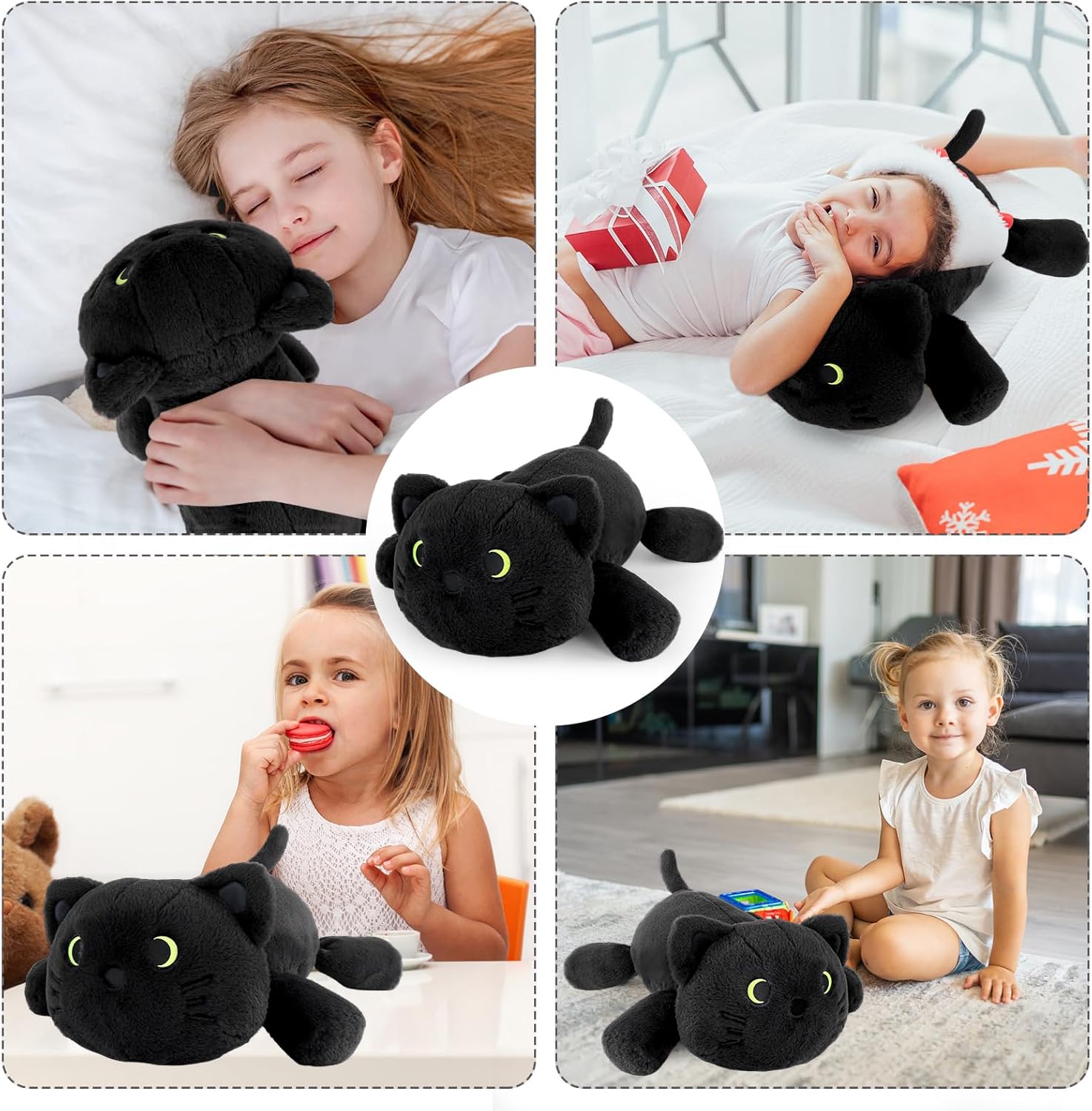 22 Inch Big Weighted Stuffed Animal Black Cat Plush Pillow