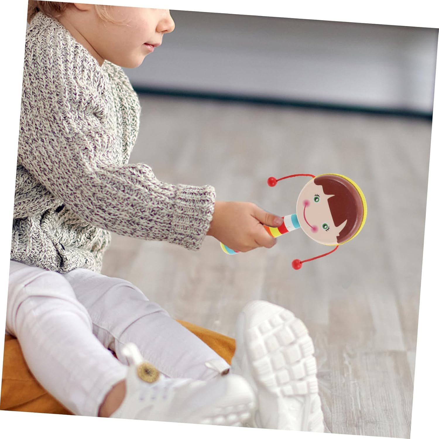 Toddmomy 2pcs Cartoon Design Wooden Rattle
