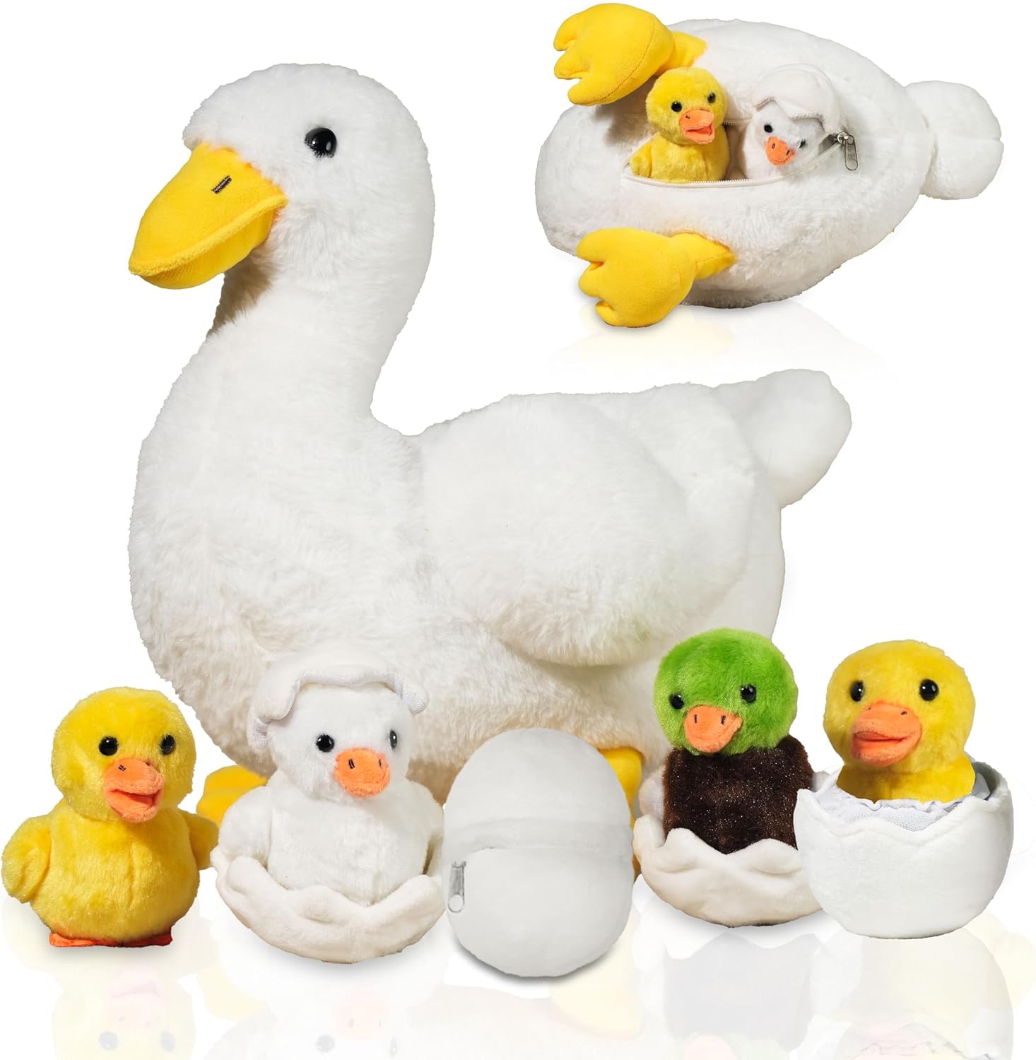 7-in-1 Funny Duck Plush Toy with Zippered Belly