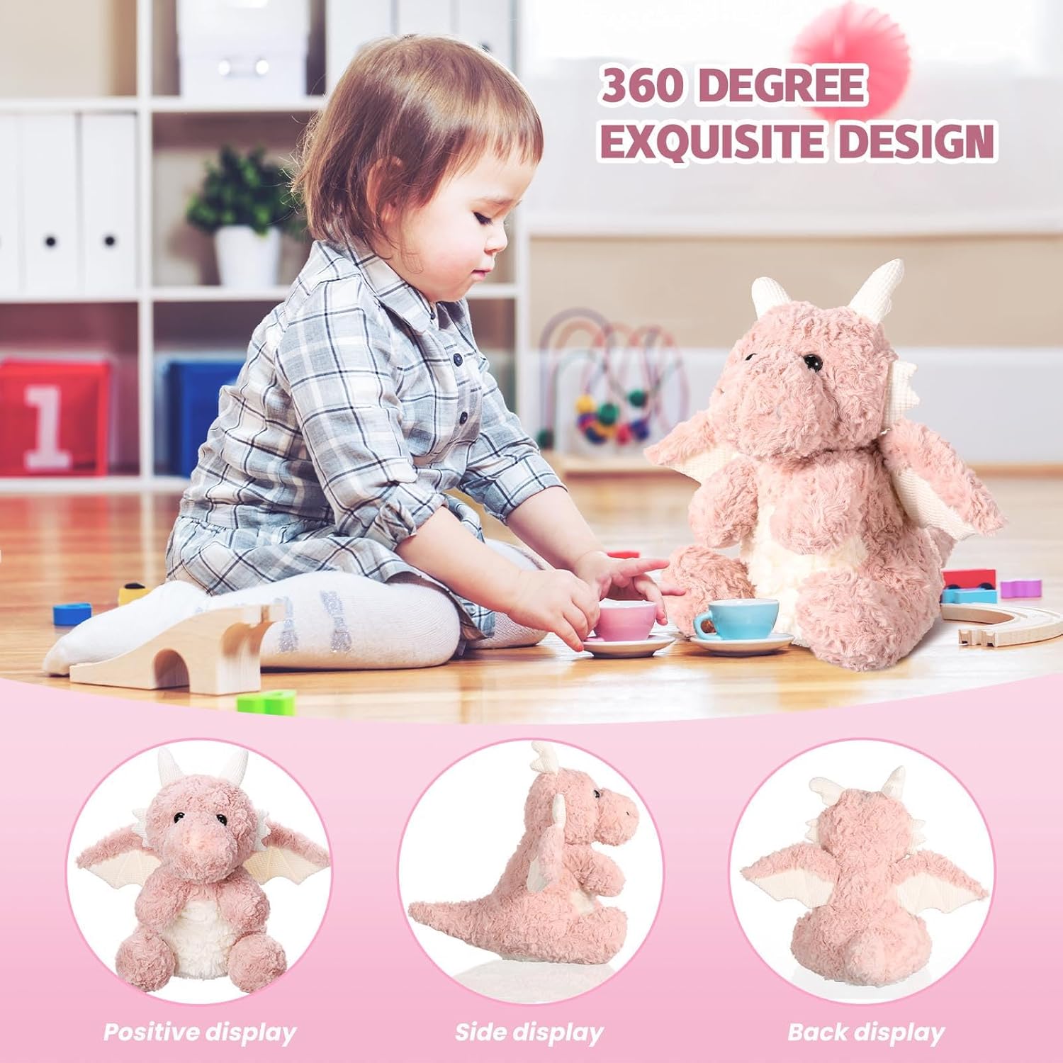 Cute Flying Dragon Plush Toy Pink 788 Inch