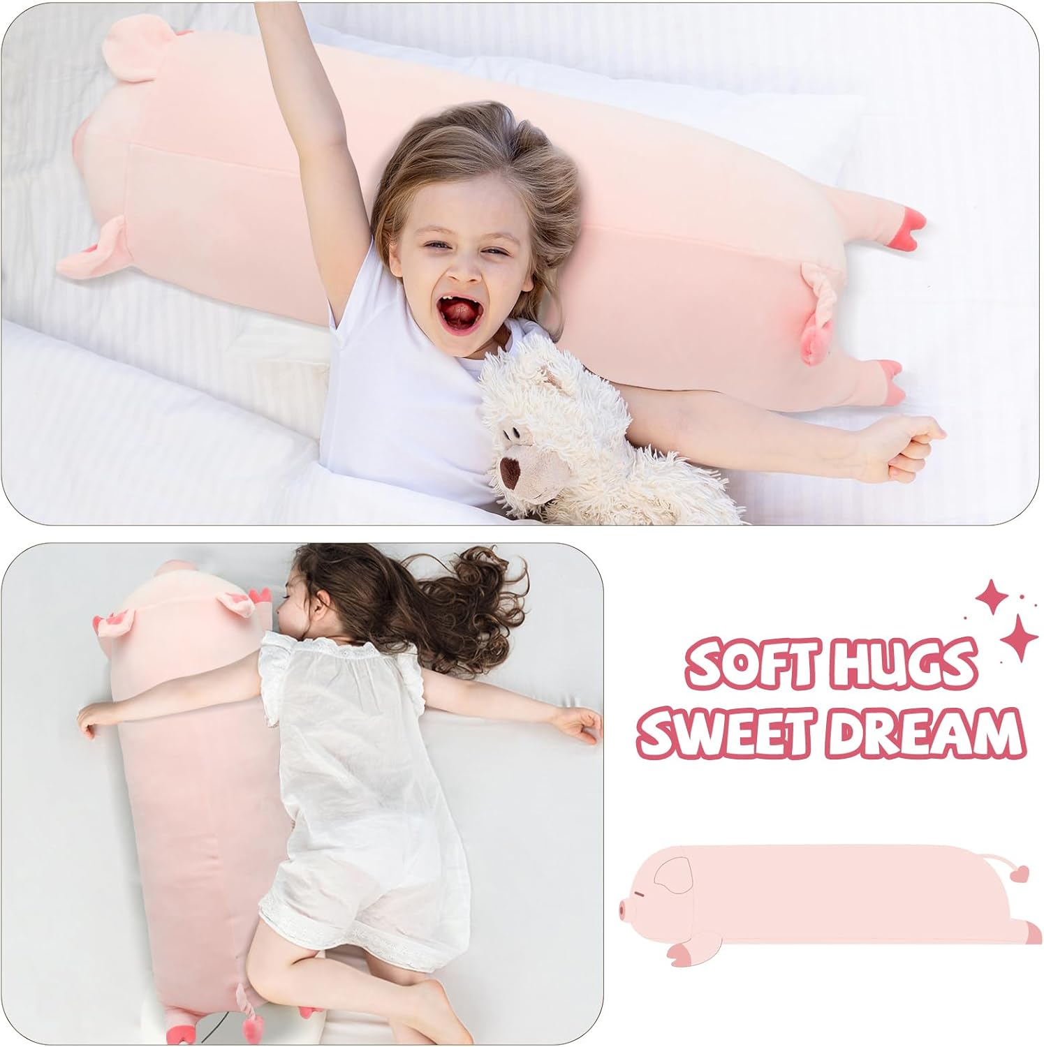 Giant Pink Pig Plush Pillow 335inch for Kids
