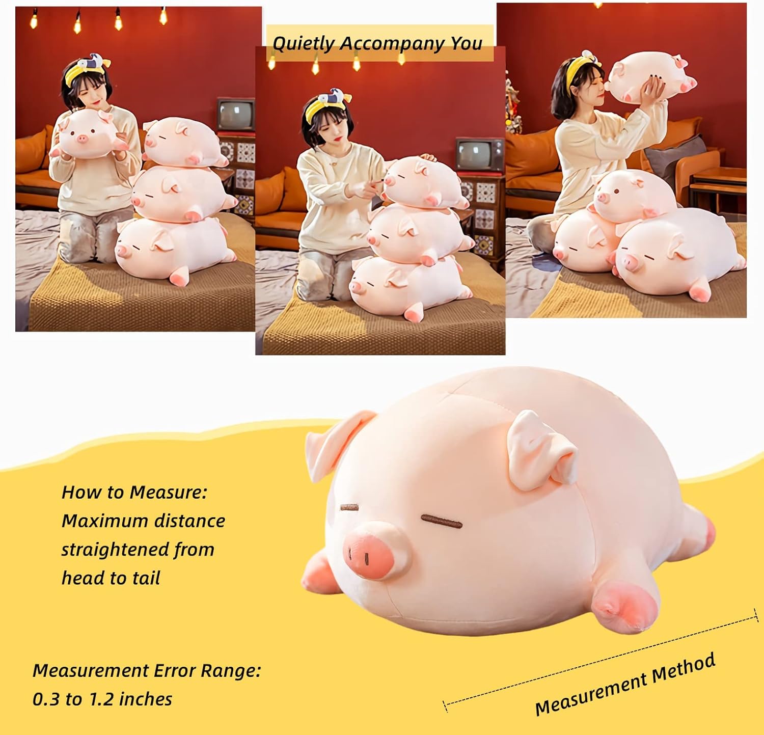 Kawaii Pig Plush Pillow - 157 Inch Soft Cuddle Toy