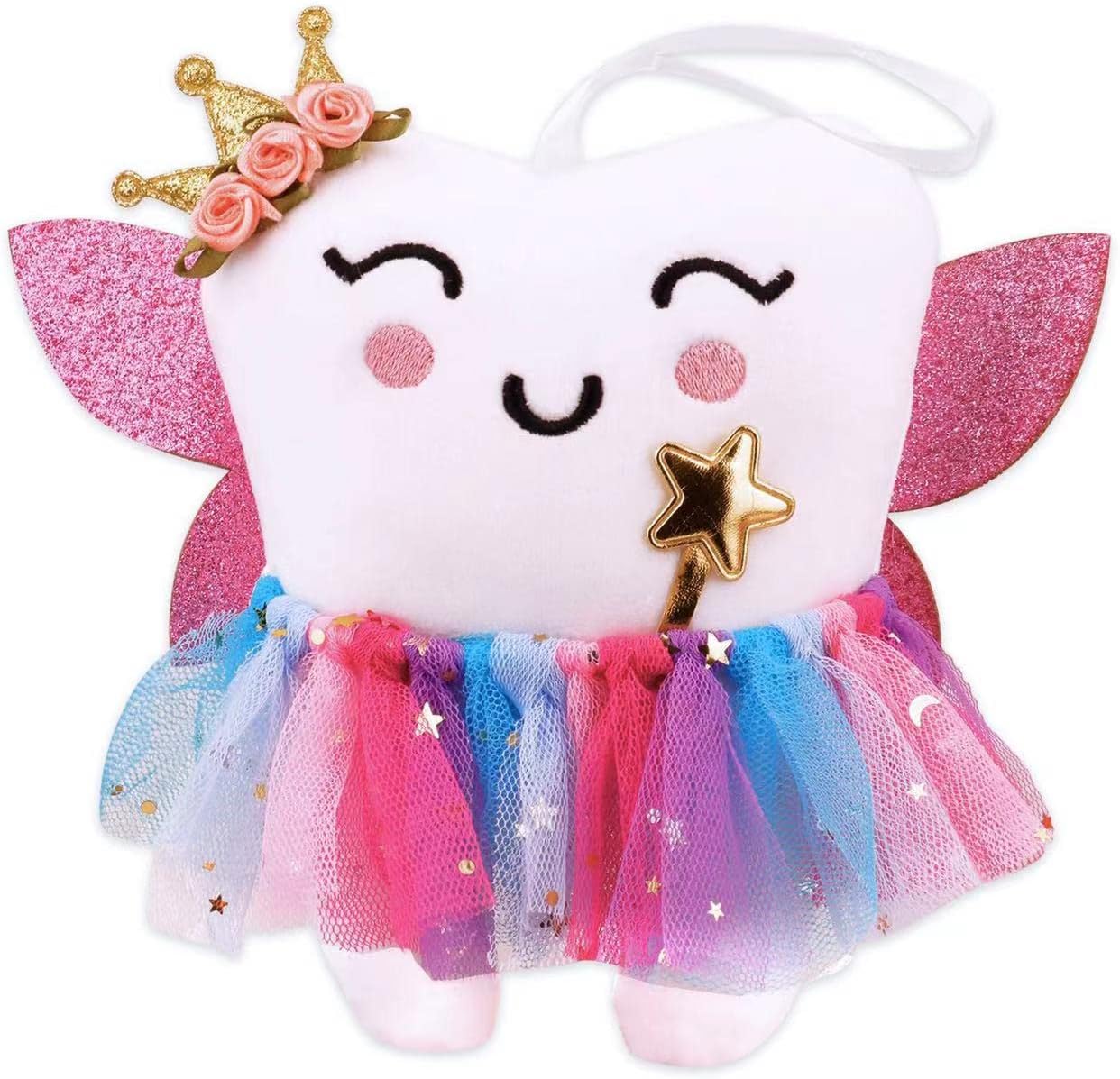 SQIMZAR Tooth Fairy Pillow for Girls with Glittering Wings