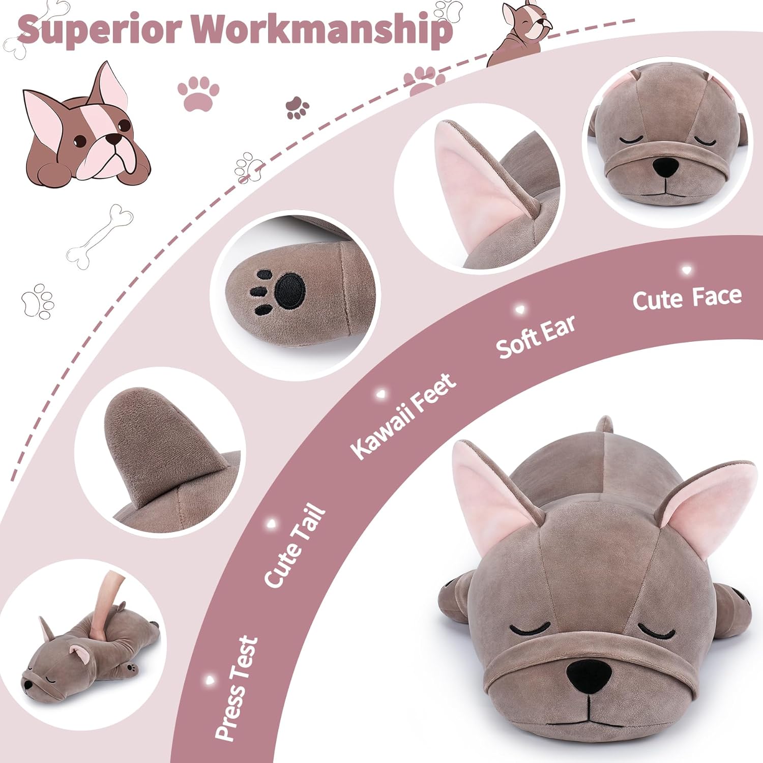 Auspicious Beginning 30 Inch Giant French Bulldog Plush Stuffed Animal