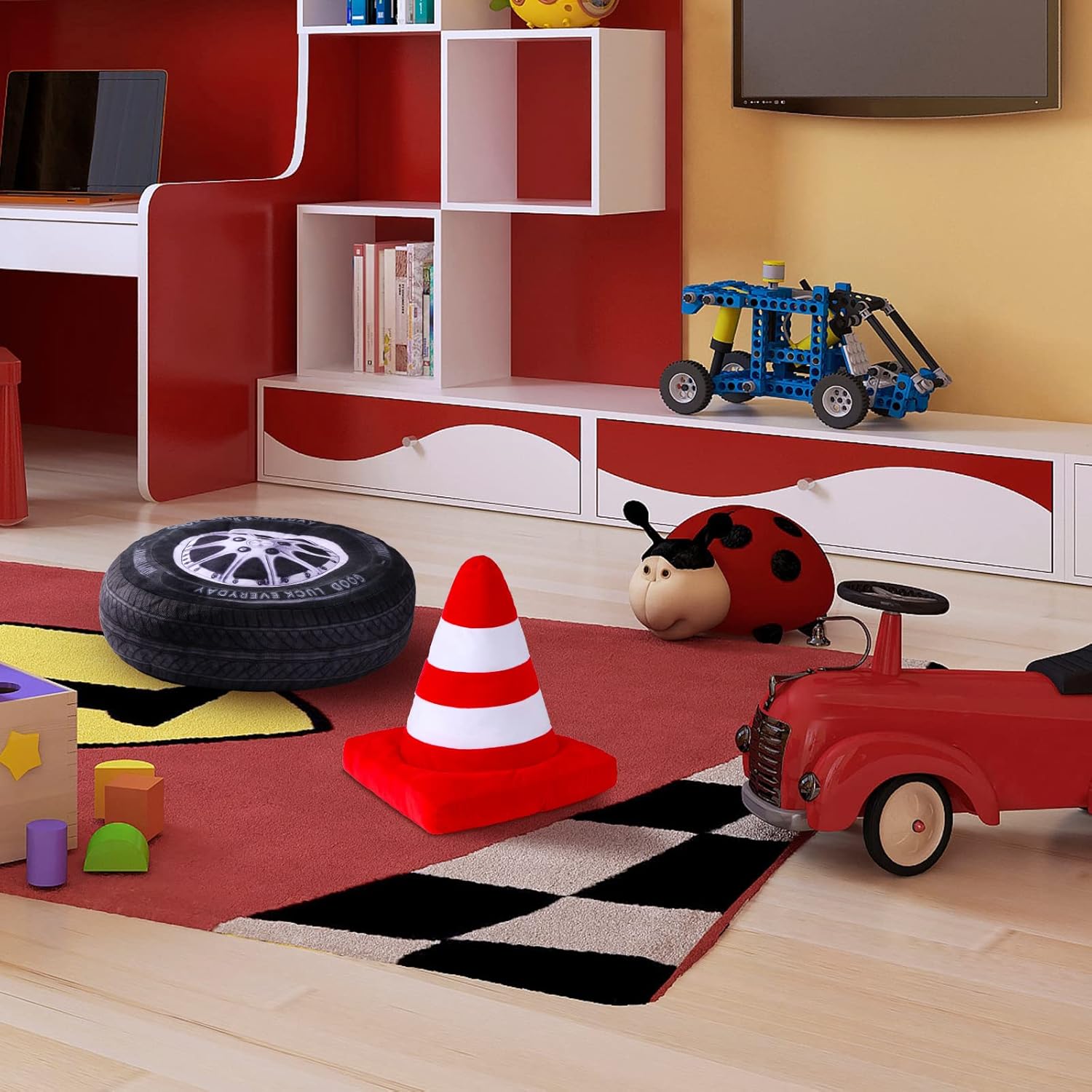 Woanger 2 Pcs Car Room Decor Plush Pillow Set